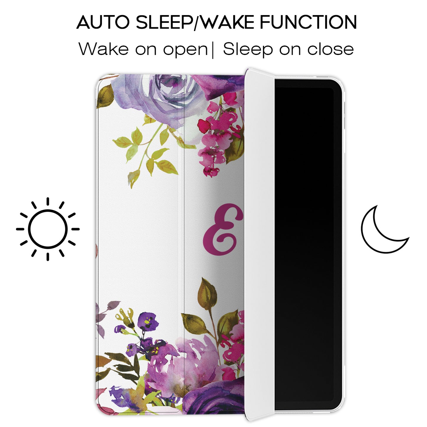 Cavka Apple iPad Smart Cover Purple Watercolor Flowers