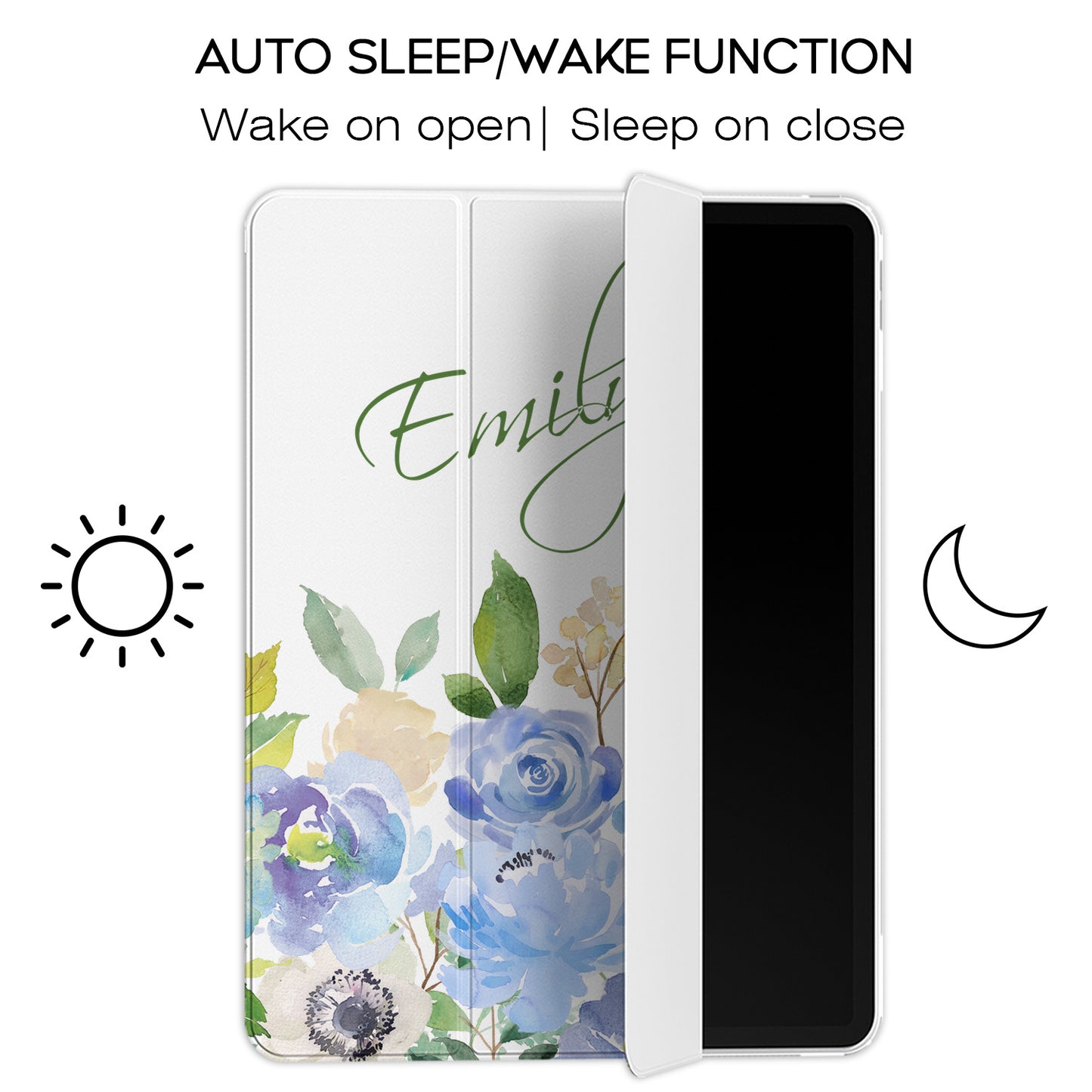 Cavka Apple iPad Smart Cover Watercolor Blue Spring Flowers