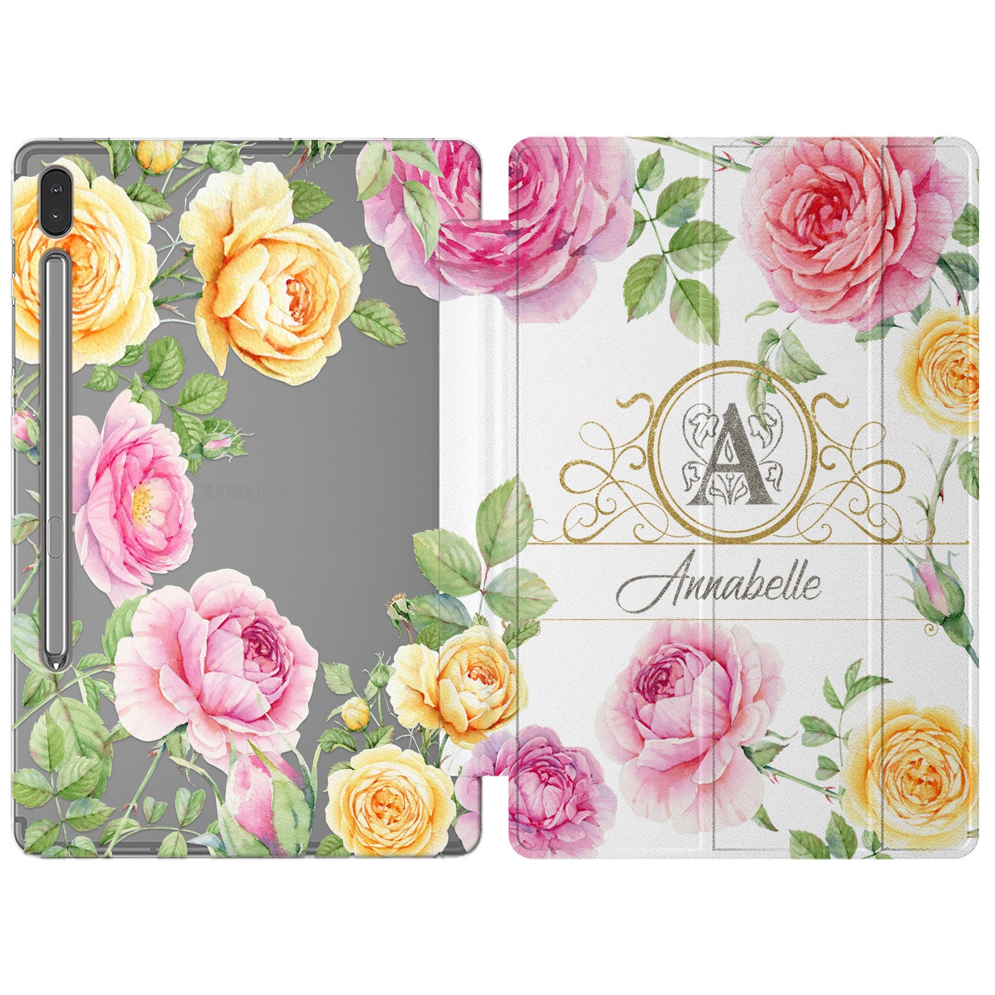 Cavka Apple iPad Smart Cover Pink and Yellow Roses