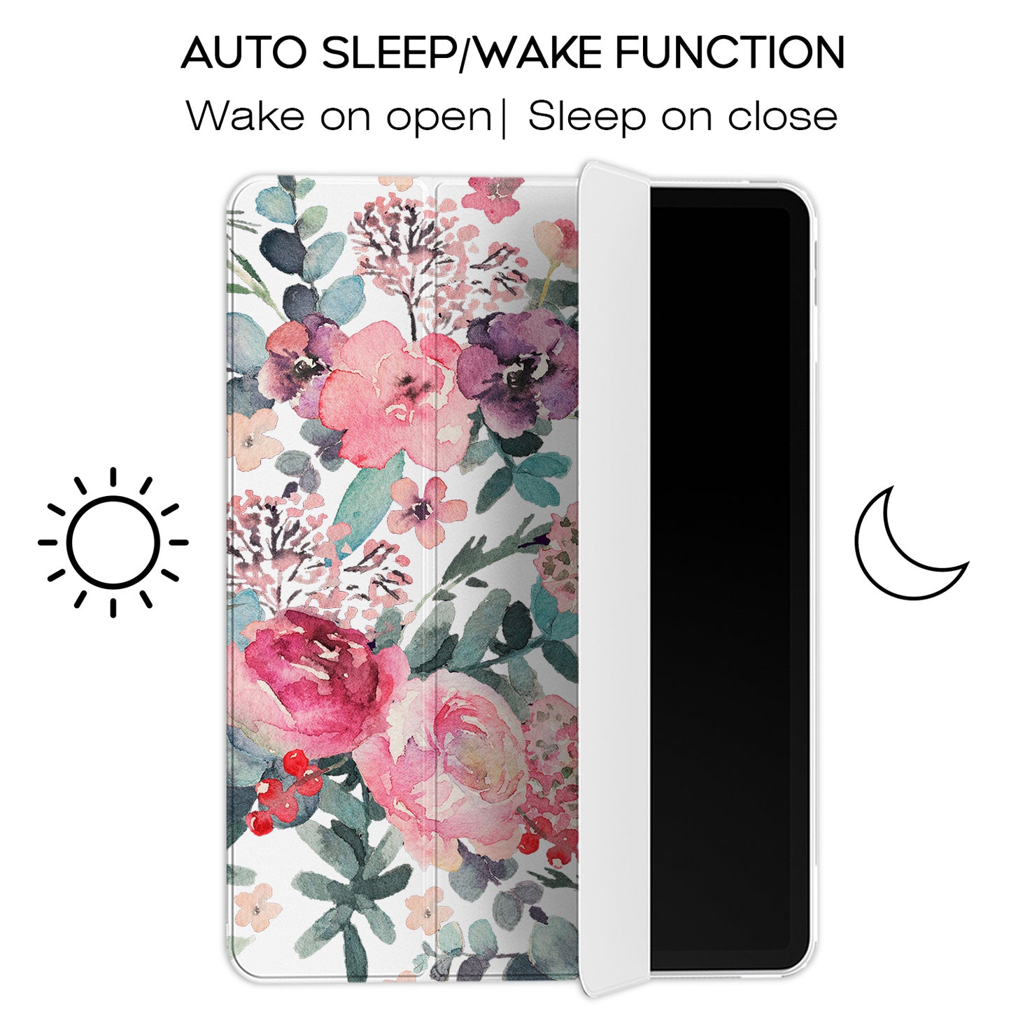 Cavka Apple iPad Smart Cover Pink Watercolor Rose Bloom