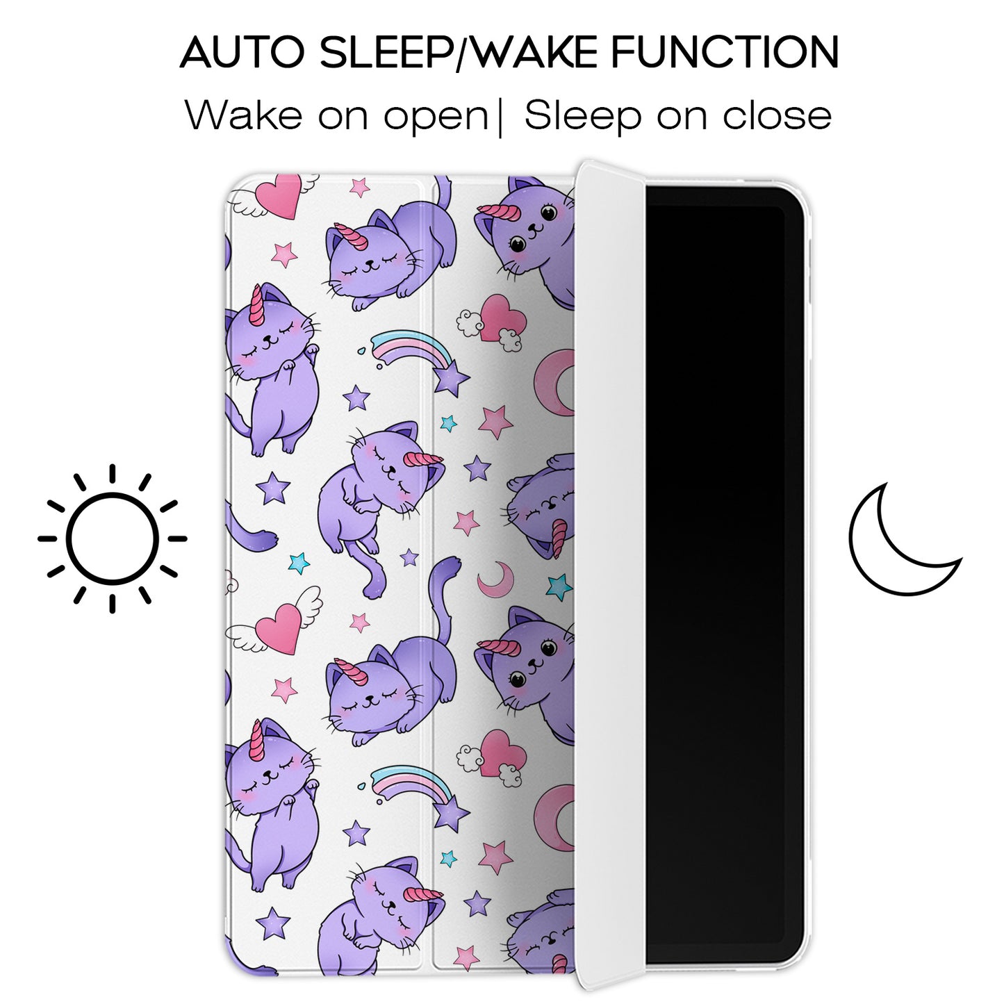 Cavka Apple iPad Smart Cover Purple Cat Unicorn
