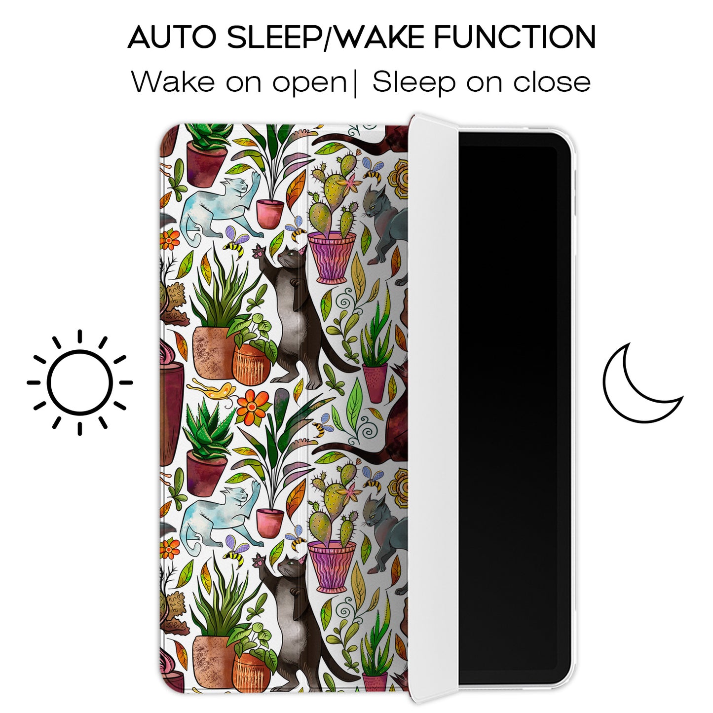 Cavka Apple iPad Smart Cover Funny Cats and Plants