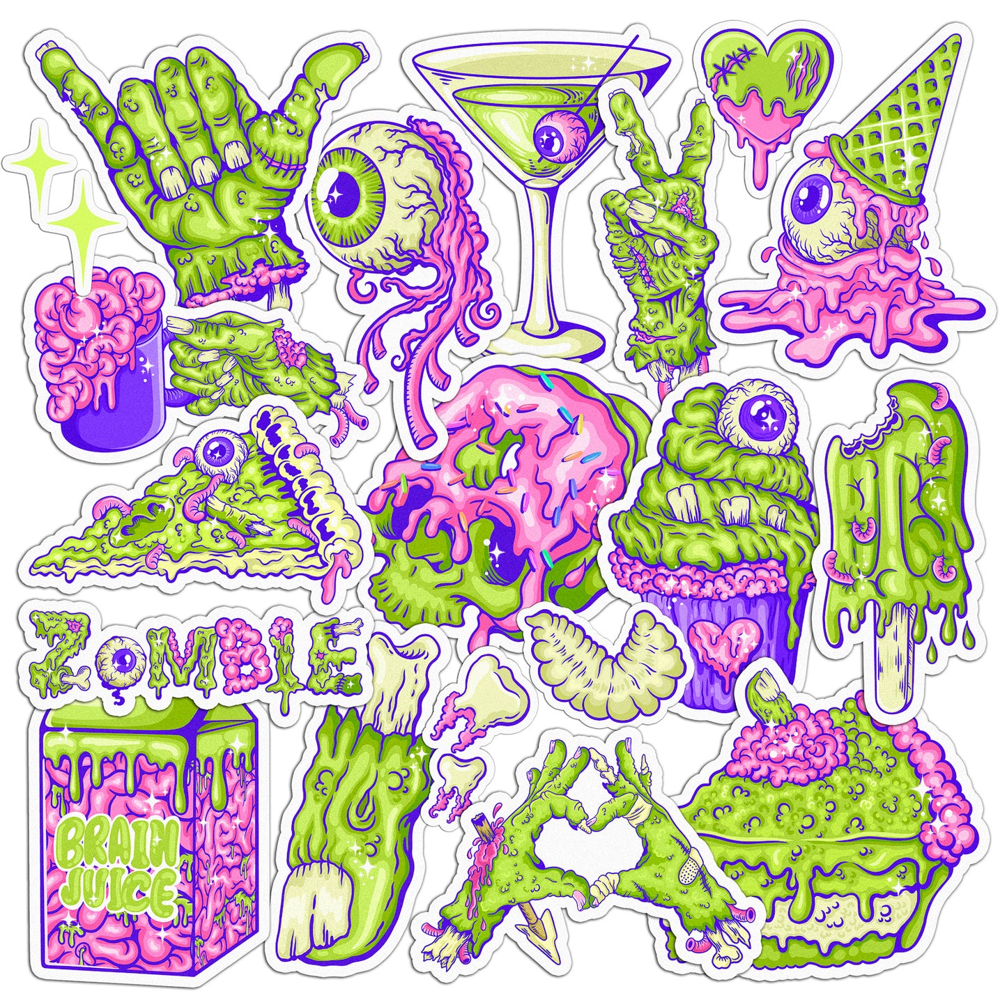 Cavka 19 PCS Sticker Pack for Laptop Zombie Meal