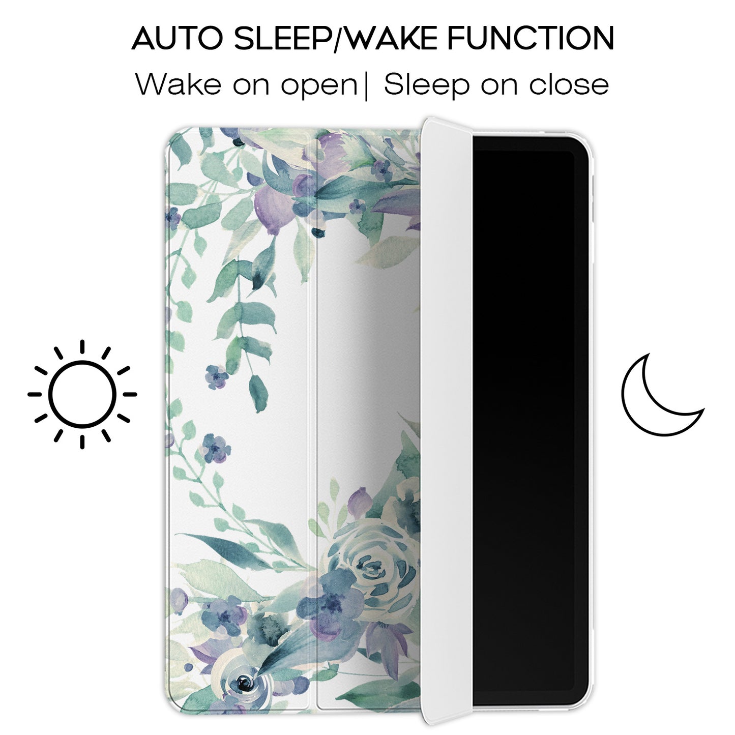Cavka Apple iPad Smart Cover Blue Watercolor Flowers