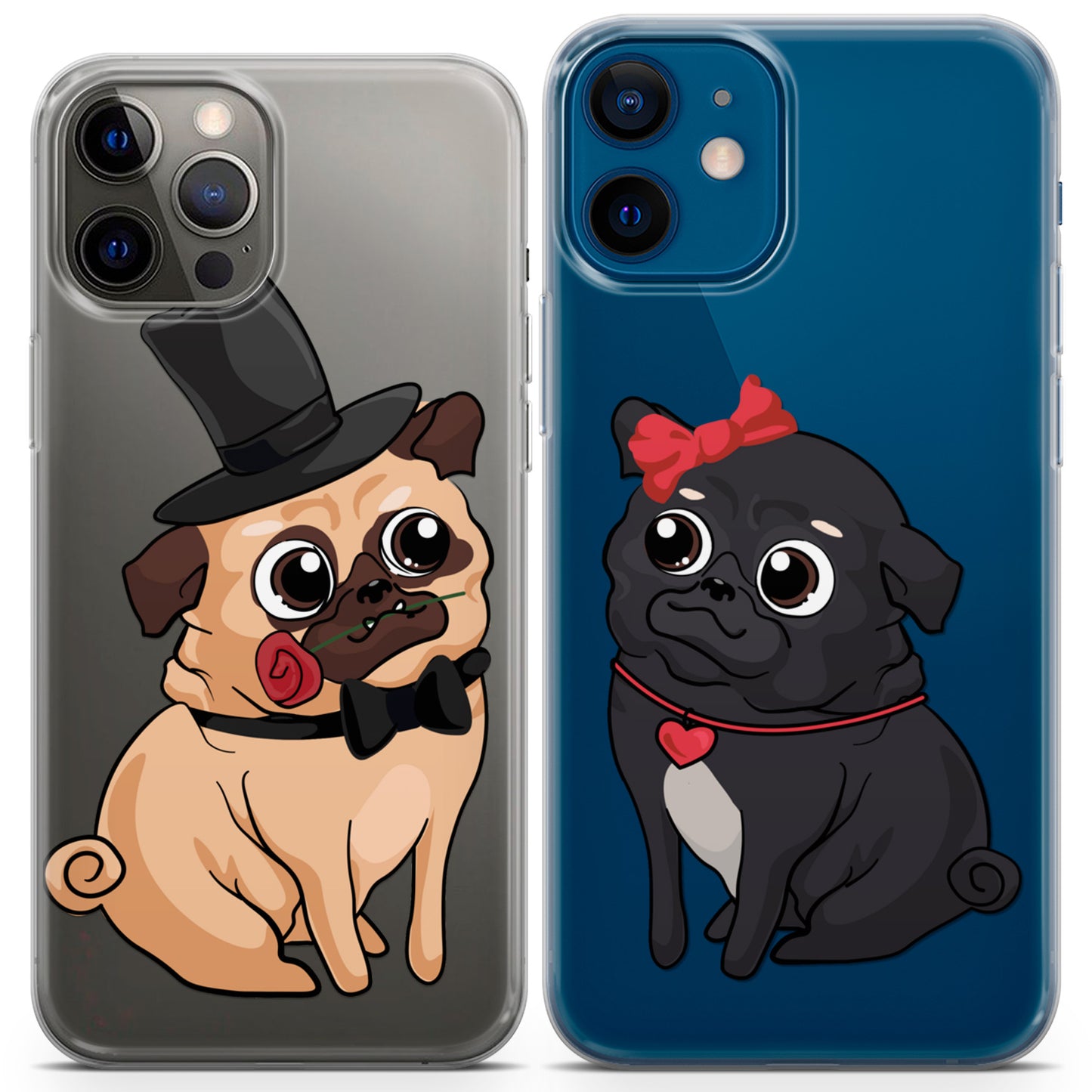 Cavka iPhone Couple Cases Romantic Pugs