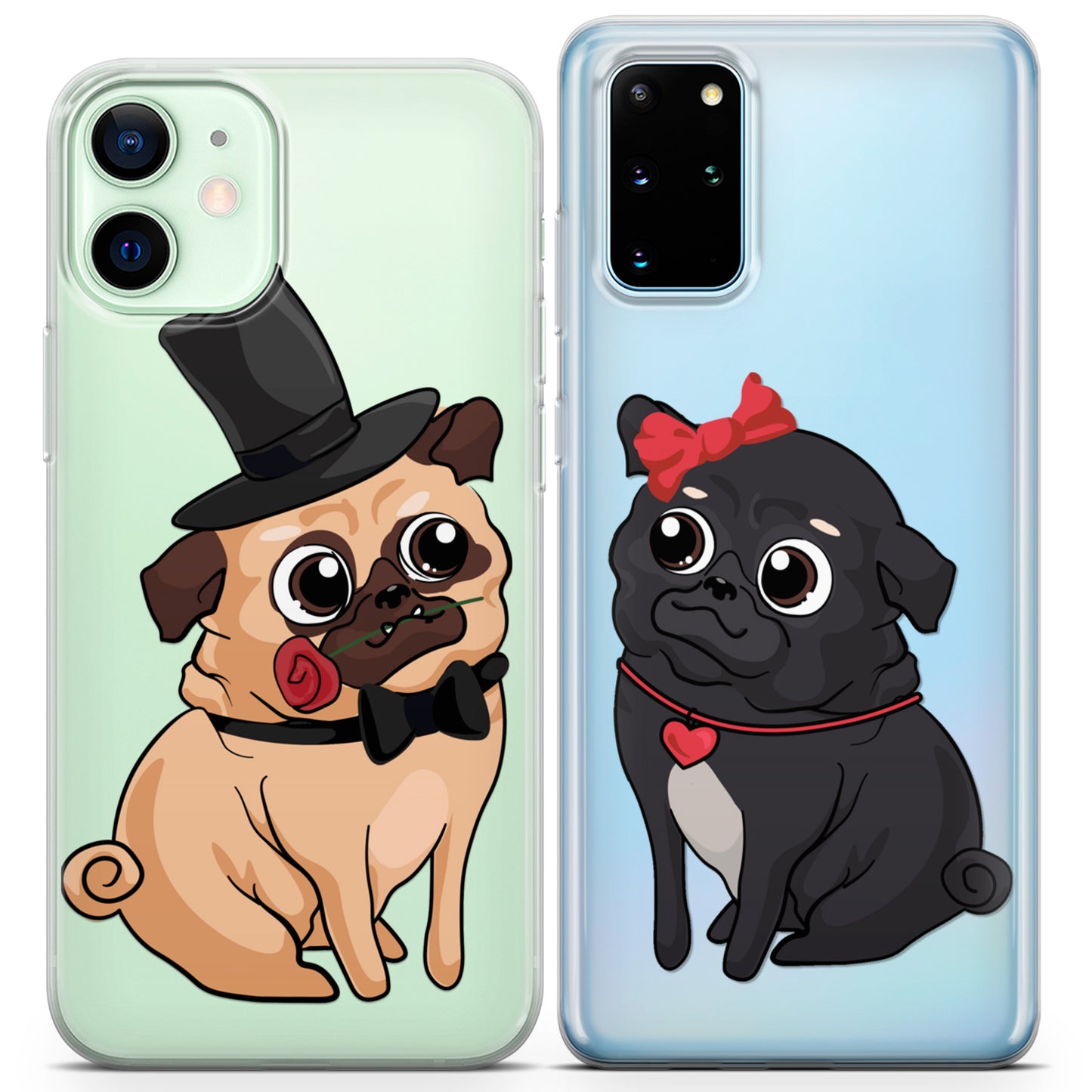 Cavka iPhone Couple Cases Romantic Pugs