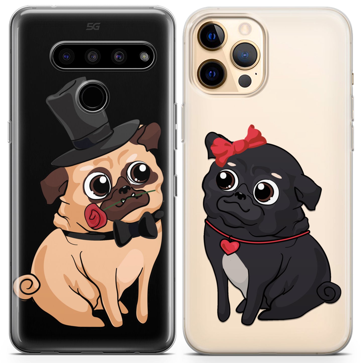 Cavka iPhone Couple Cases Romantic Pugs