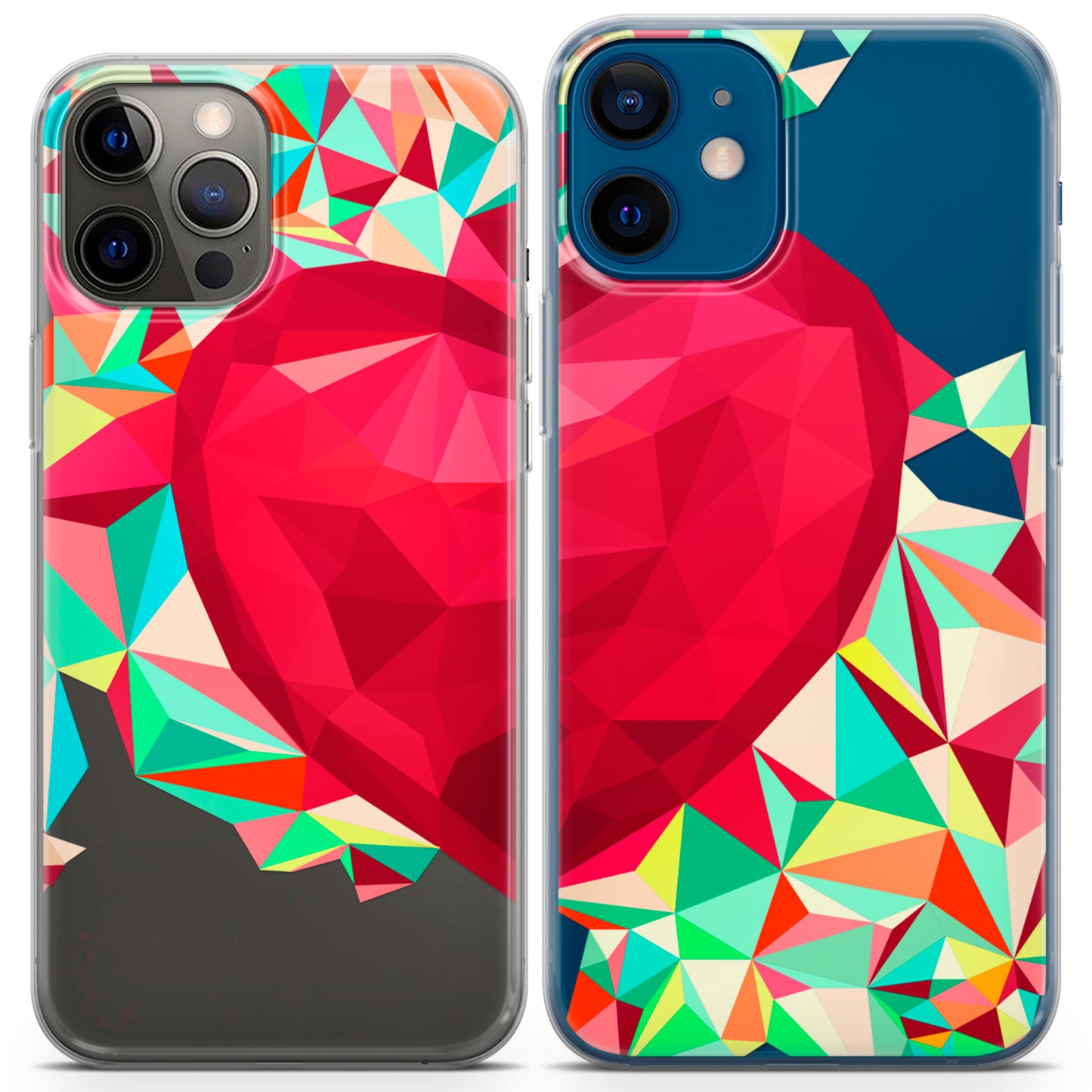 Cavka iPhone Couple Cases Polygonal Heart