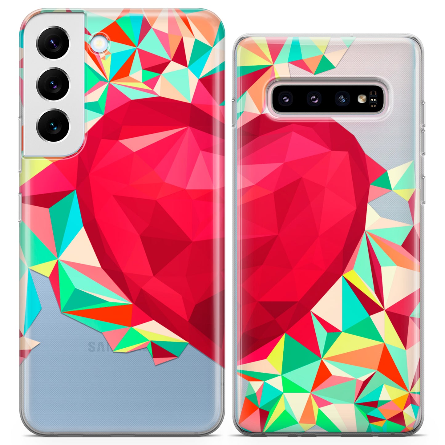 Cavka iPhone Couple Cases Polygonal Heart