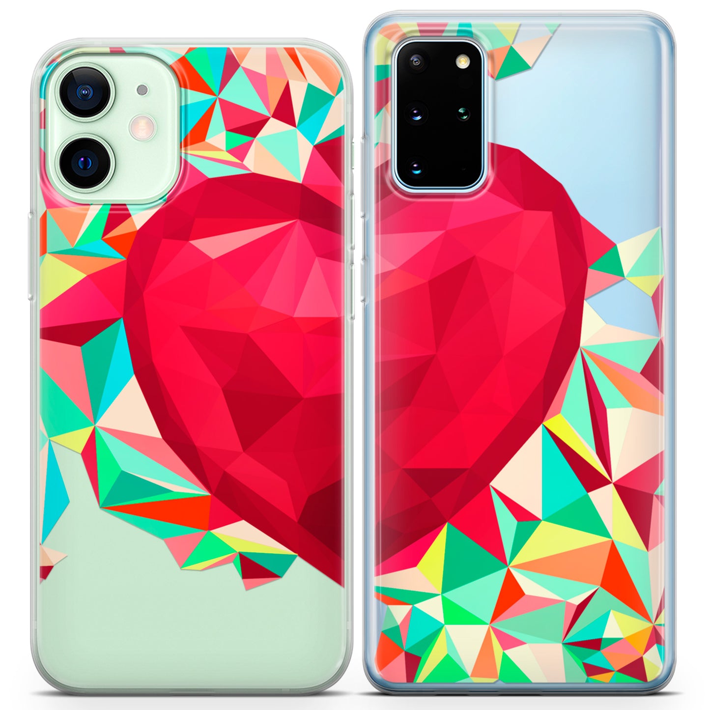 Cavka iPhone Couple Cases Polygonal Heart