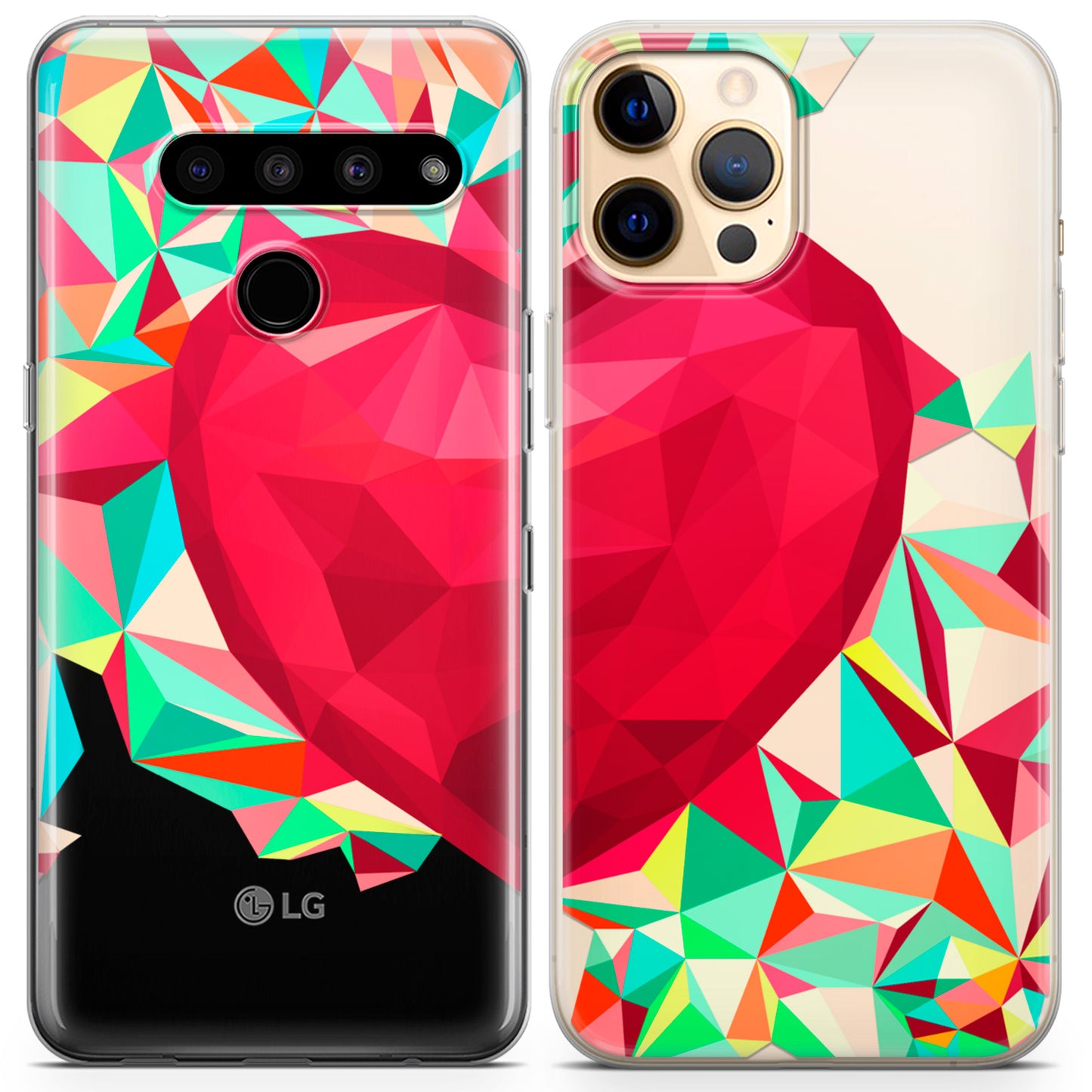 Cavka iPhone Couple Cases Polygonal Heart