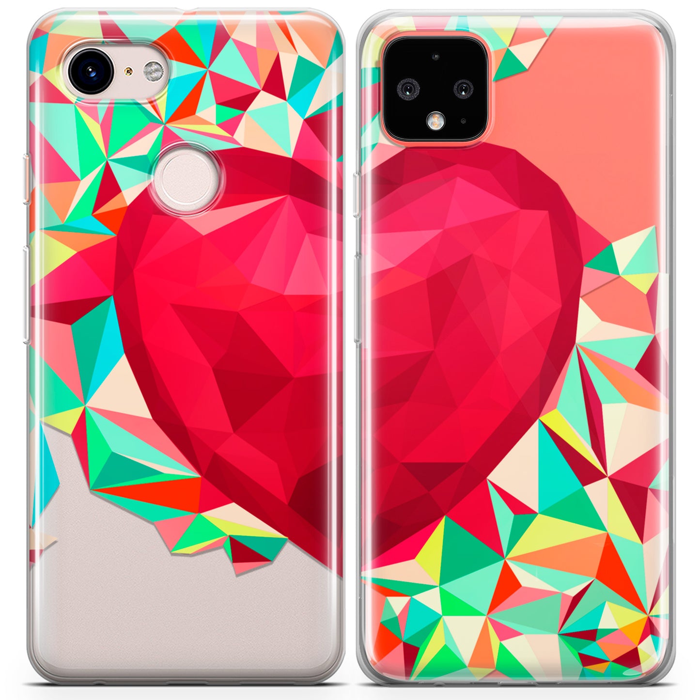 Cavka iPhone Couple Cases Polygonal Heart