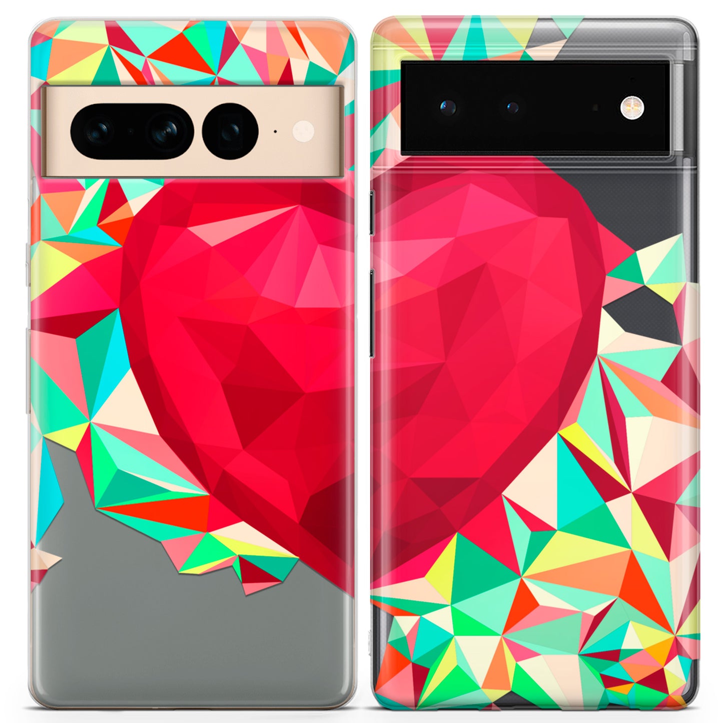 Cavka iPhone Couple Cases Polygonal Heart