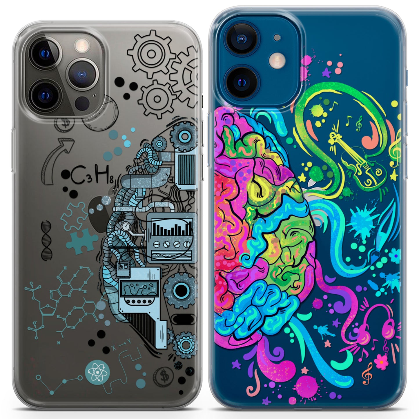 Cavka iPhone Couple Cases Brain Art