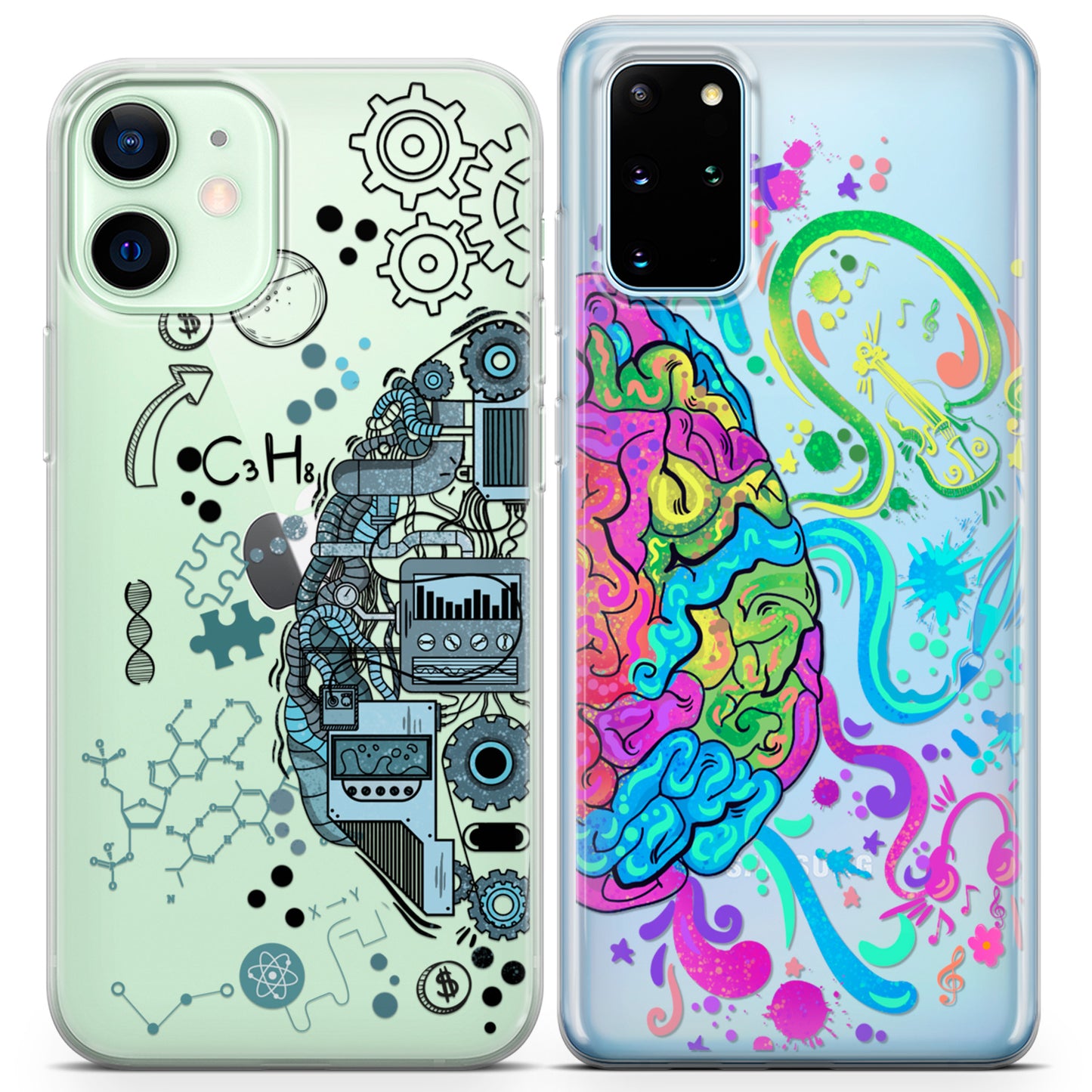 Cavka iPhone Couple Cases Brain Art