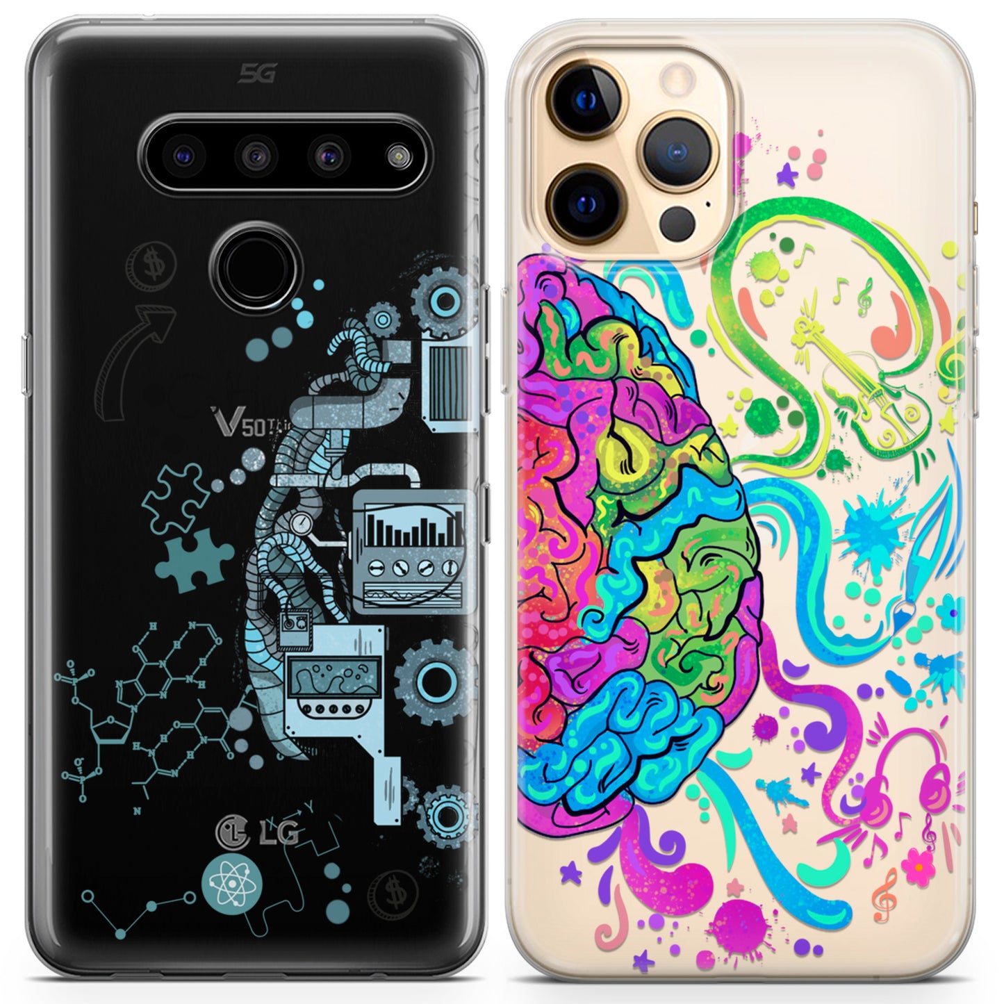 Cavka iPhone Couple Cases Brain Art