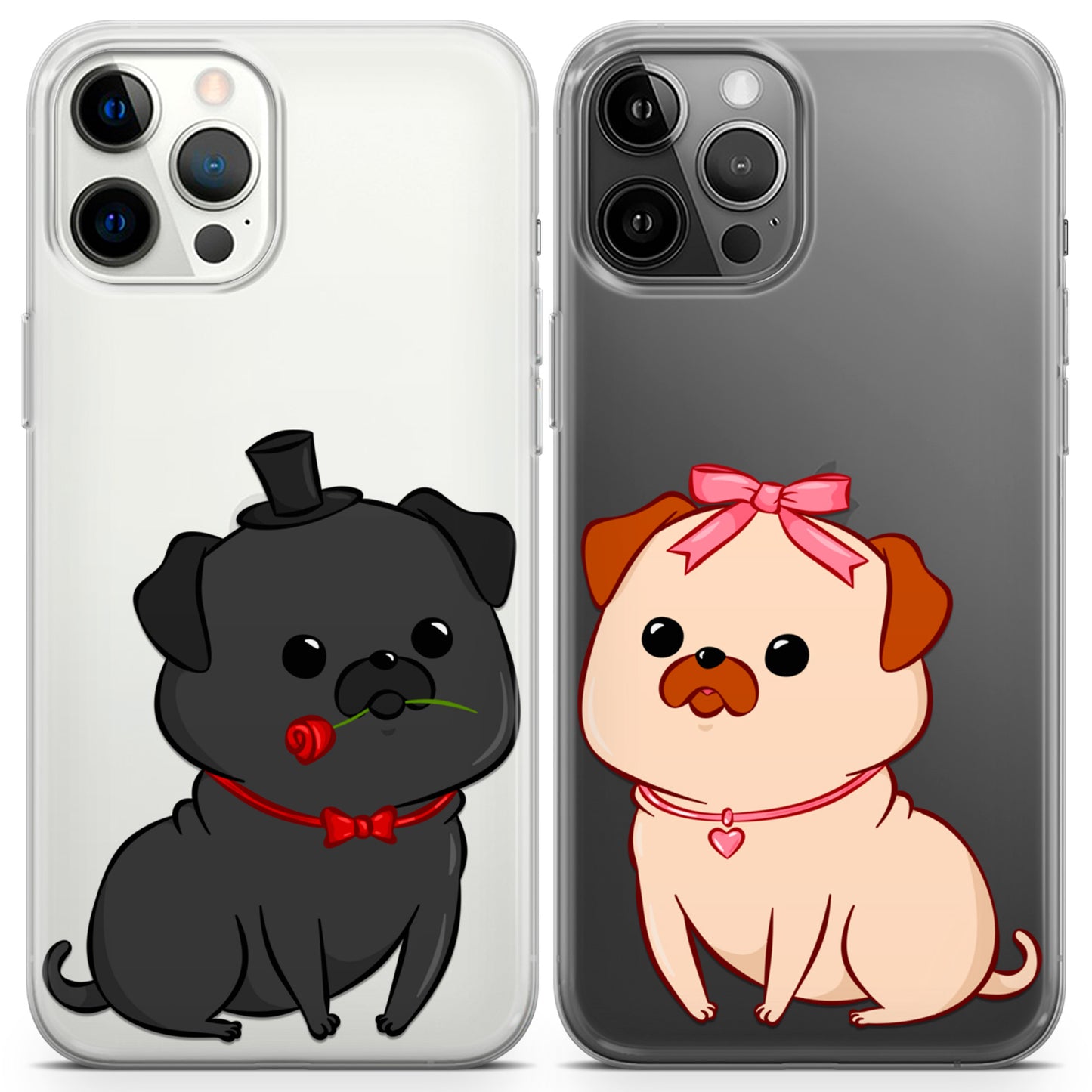 Cavka iPhone Couple Cases Loving Pugs