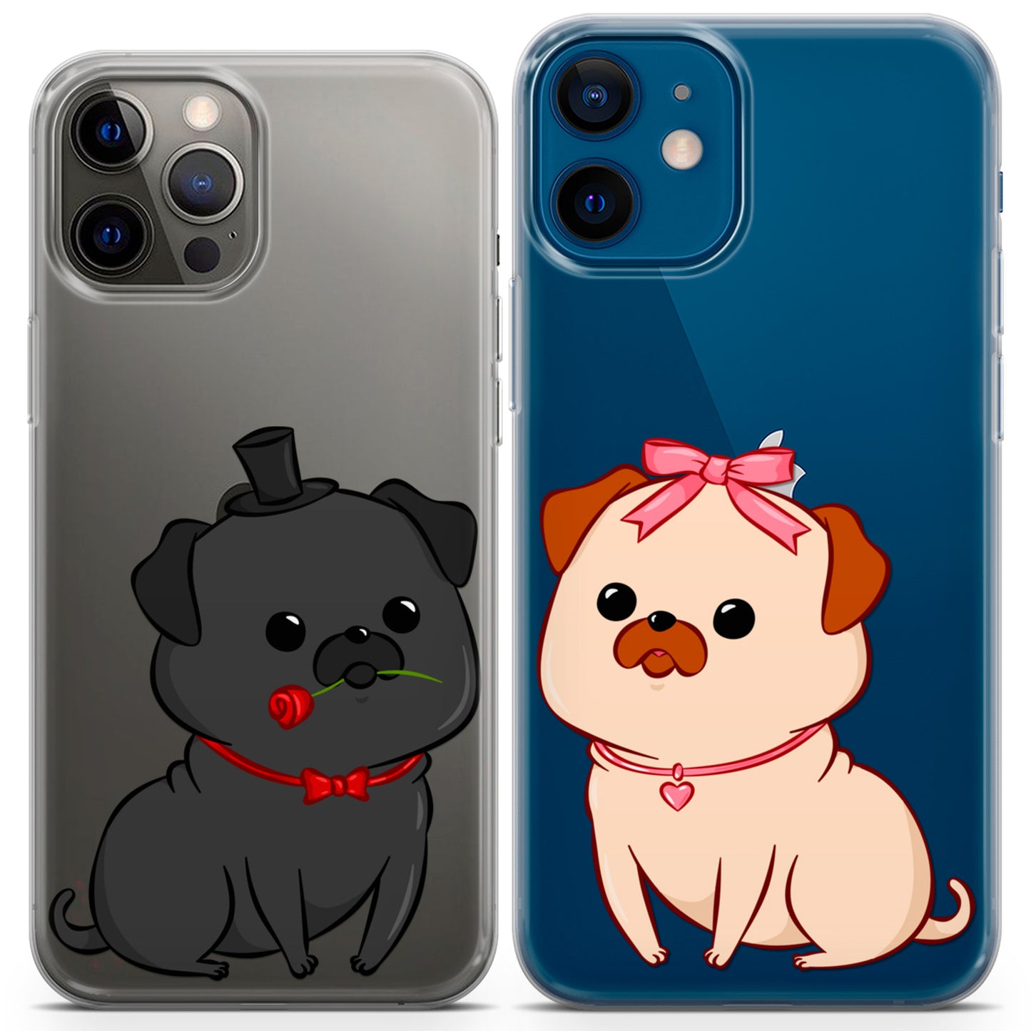 Cavka iPhone Couple Cases Loving Pugs