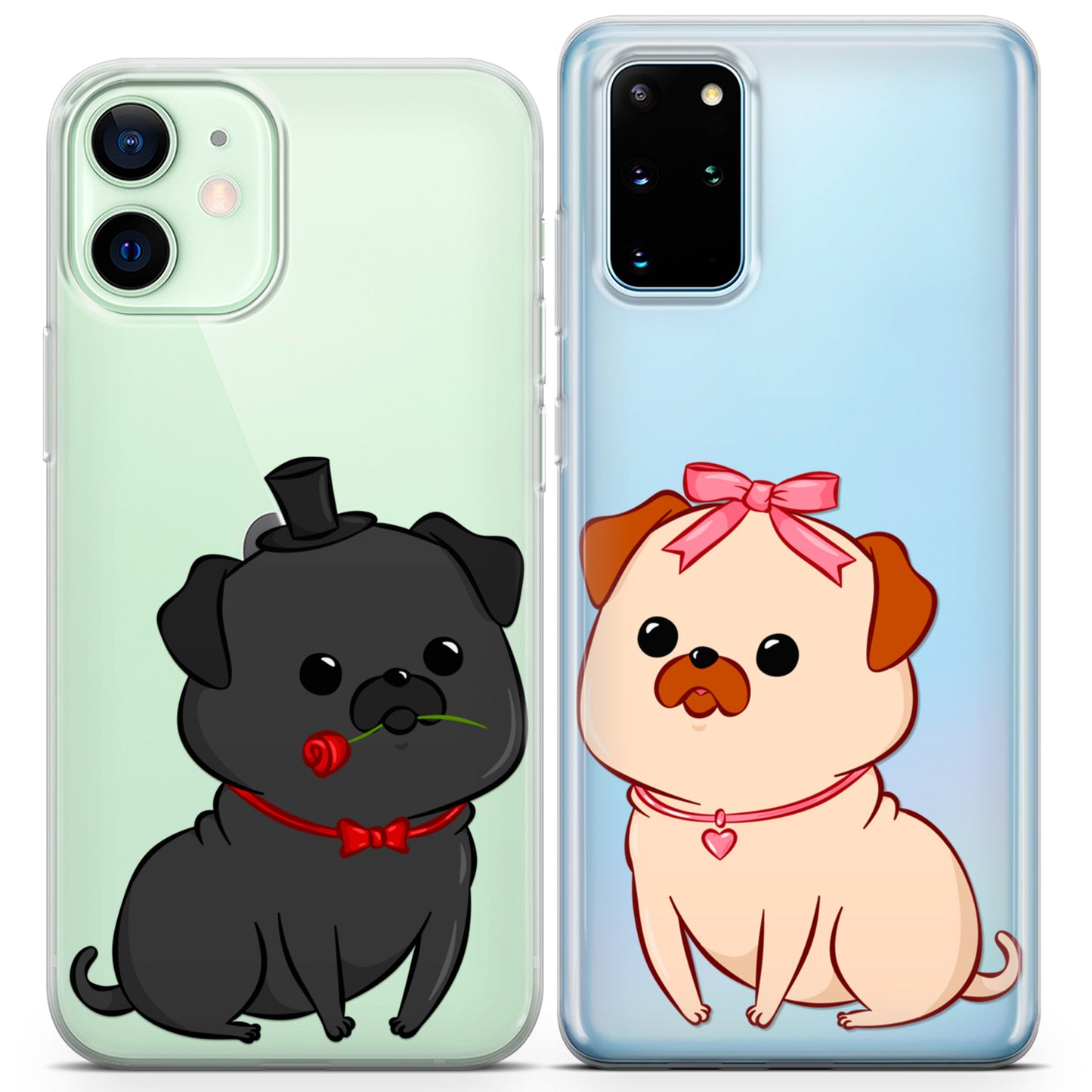 Cavka iPhone Couple Cases Loving Pugs