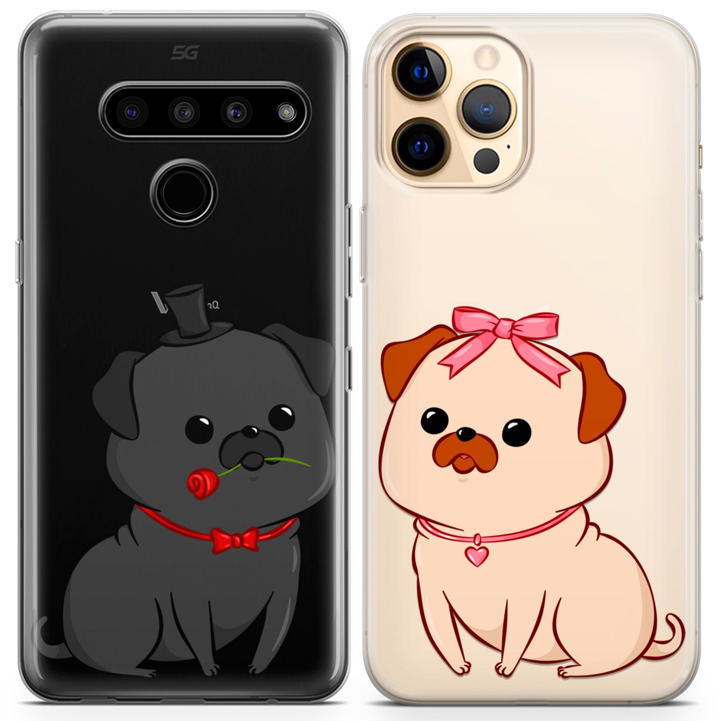 Cavka iPhone Couple Cases Loving Pugs