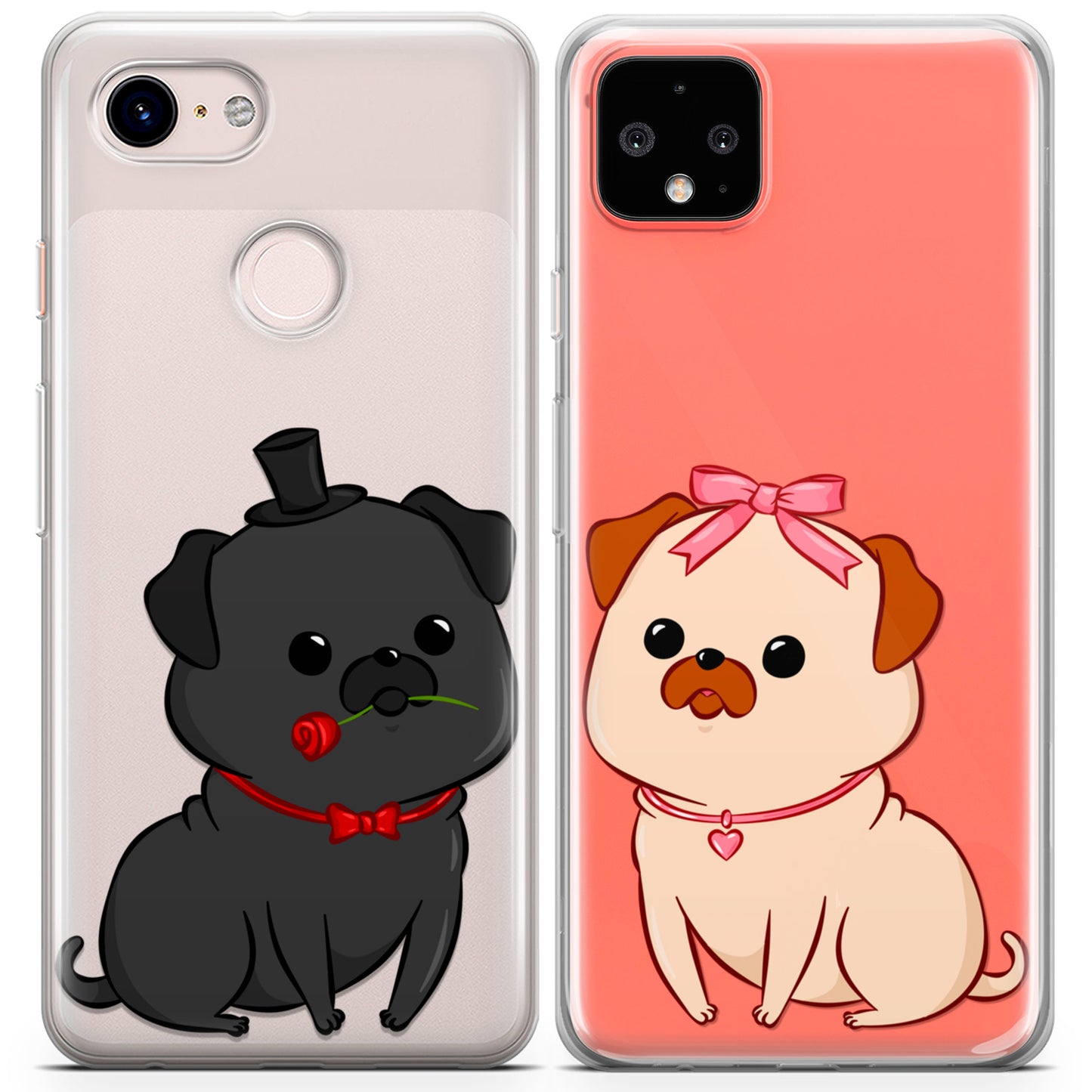 Cavka iPhone Couple Cases Loving Pugs