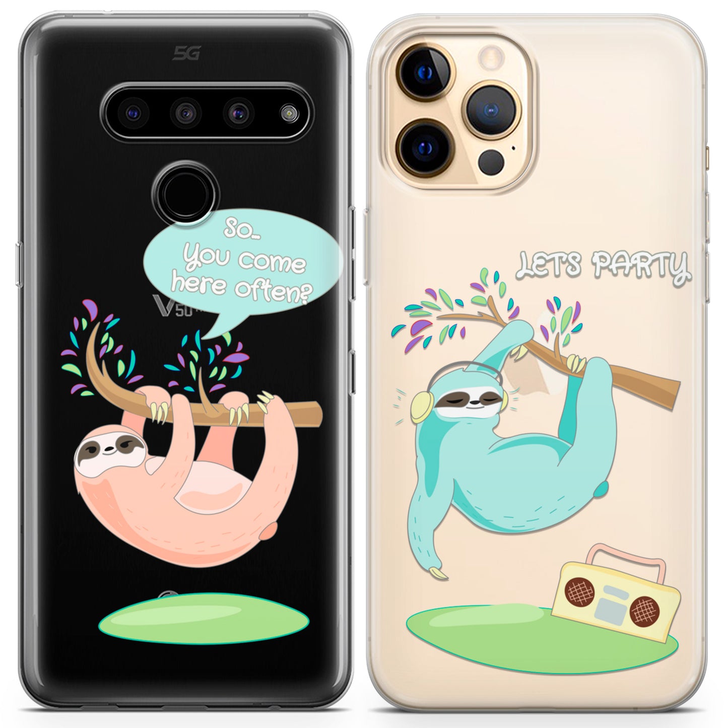 Cavka iPhone Couple Cases Sloth Party