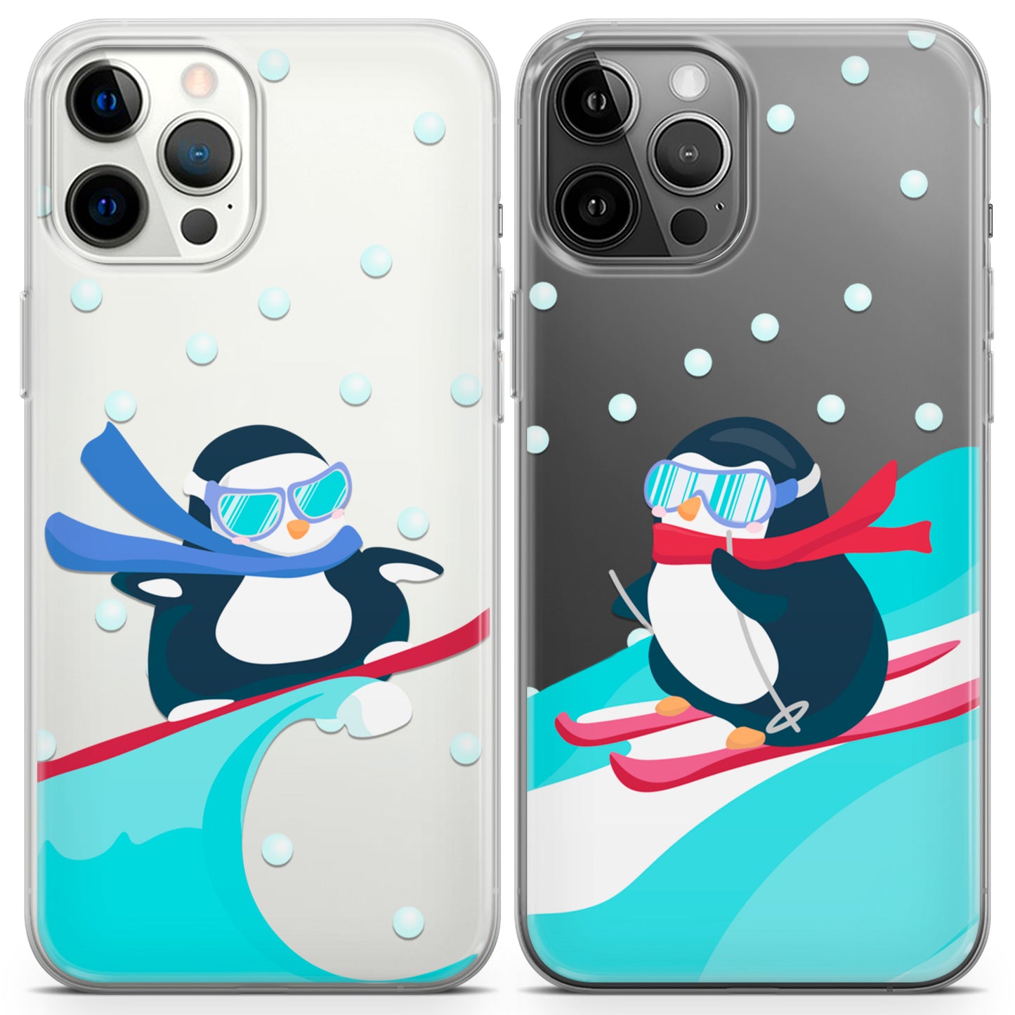 Cavka iPhone Couple Cases Surfing Penguins