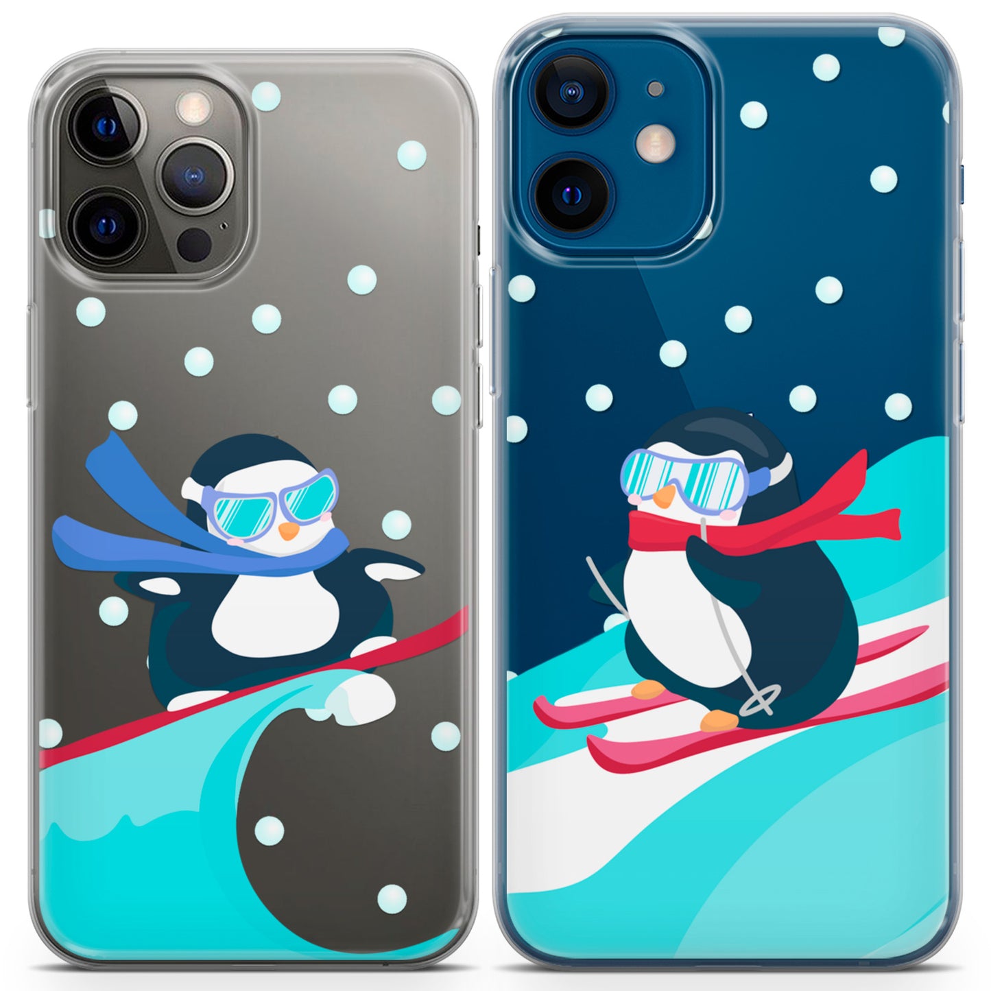 Cavka iPhone Couple Cases Surfing Penguins