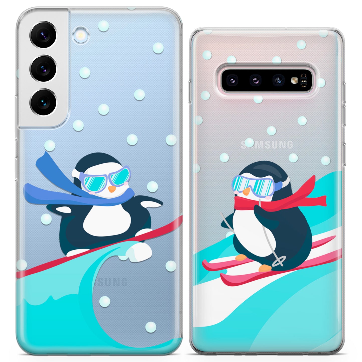 Cavka iPhone Couple Cases Surfing Penguins