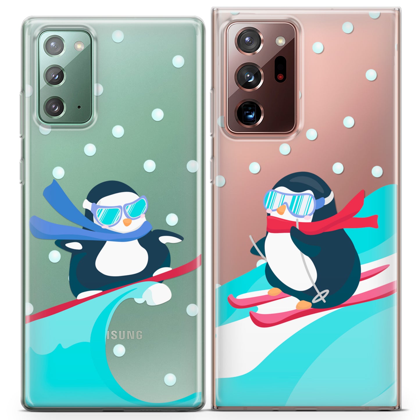 Cavka iPhone Couple Cases Surfing Penguins