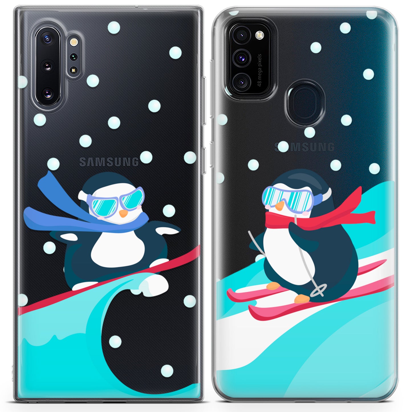 Cavka iPhone Couple Cases Surfing Penguins