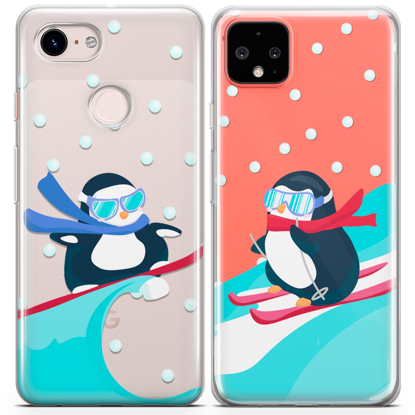 Cavka iPhone Couple Cases Surfing Penguins