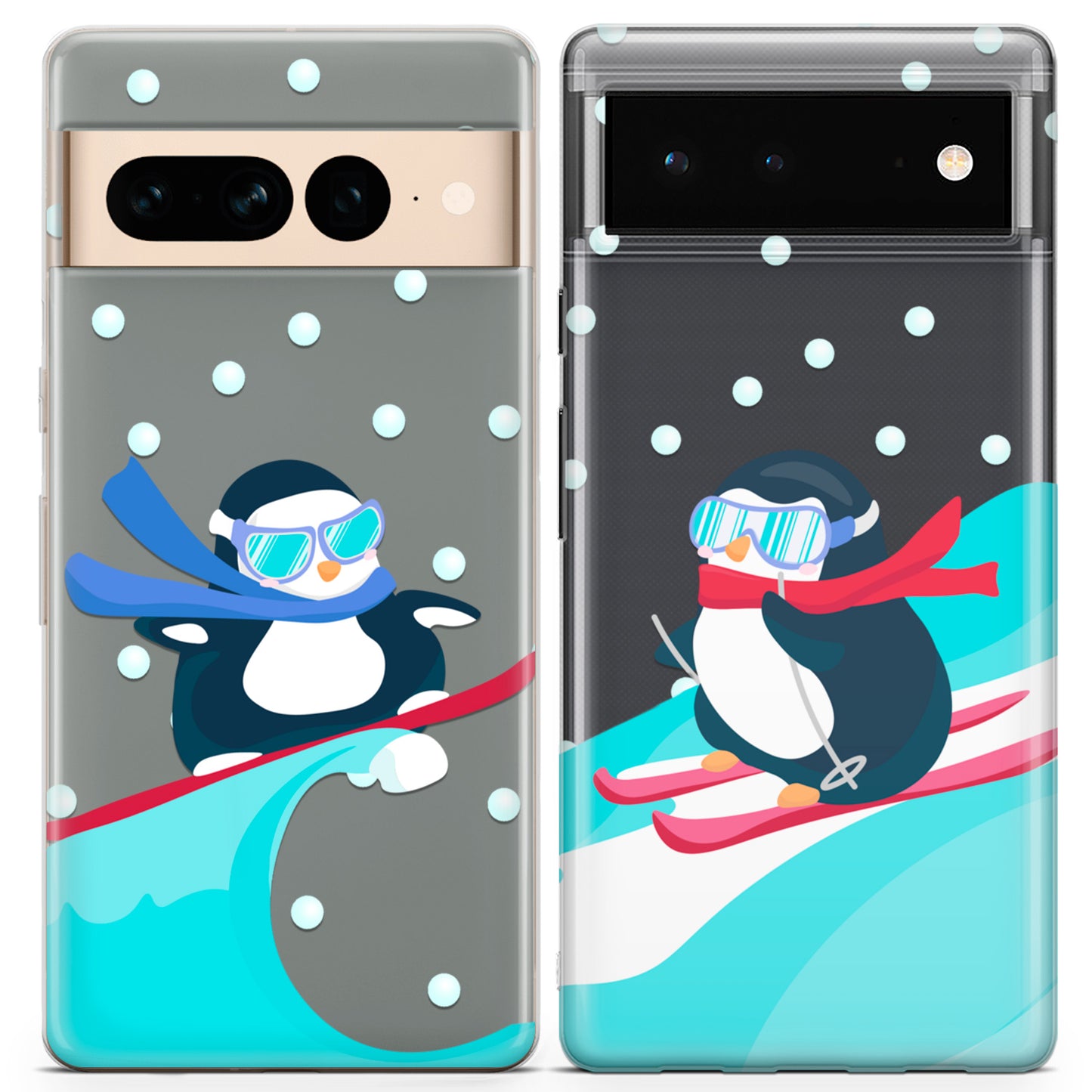 Cavka iPhone Couple Cases Surfing Penguins