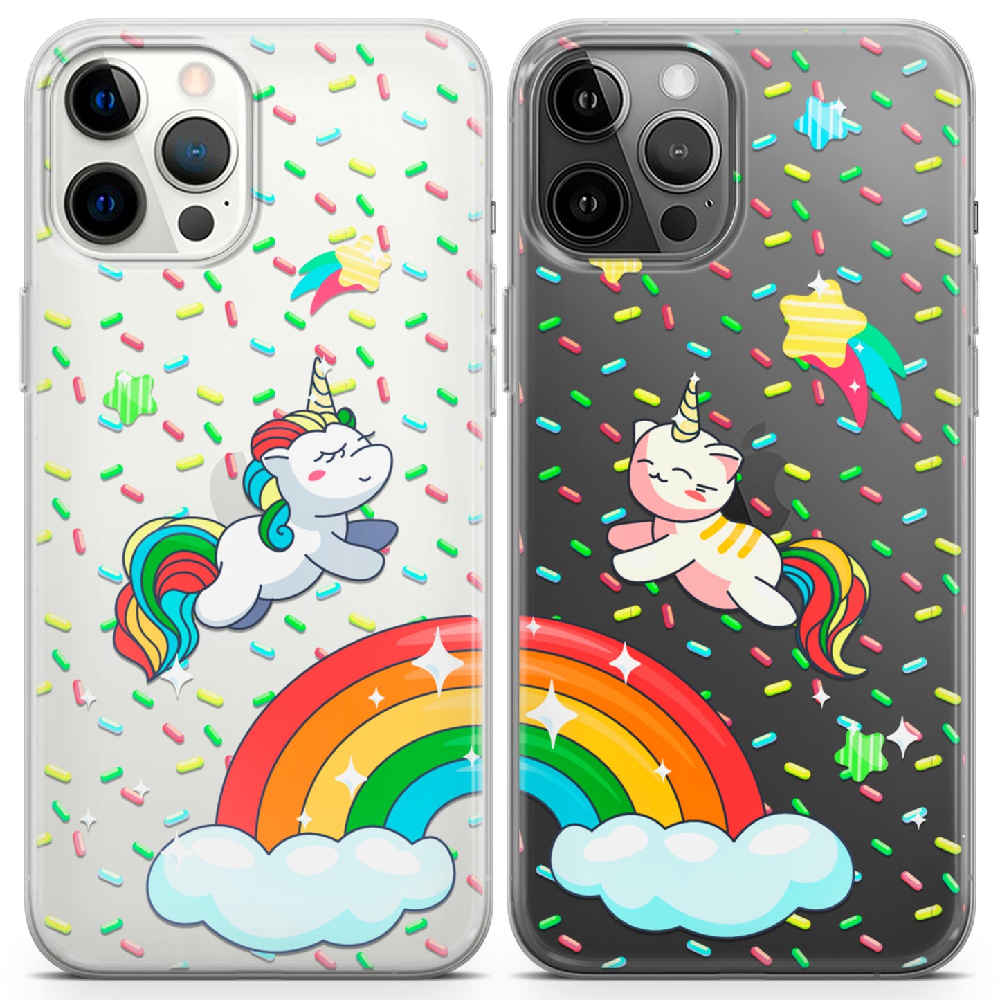 Cavka iPhone Couple Cases Rainbow Unicorns