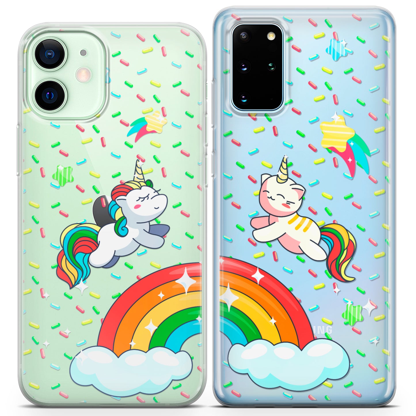 Cavka iPhone Couple Cases Rainbow Unicorns