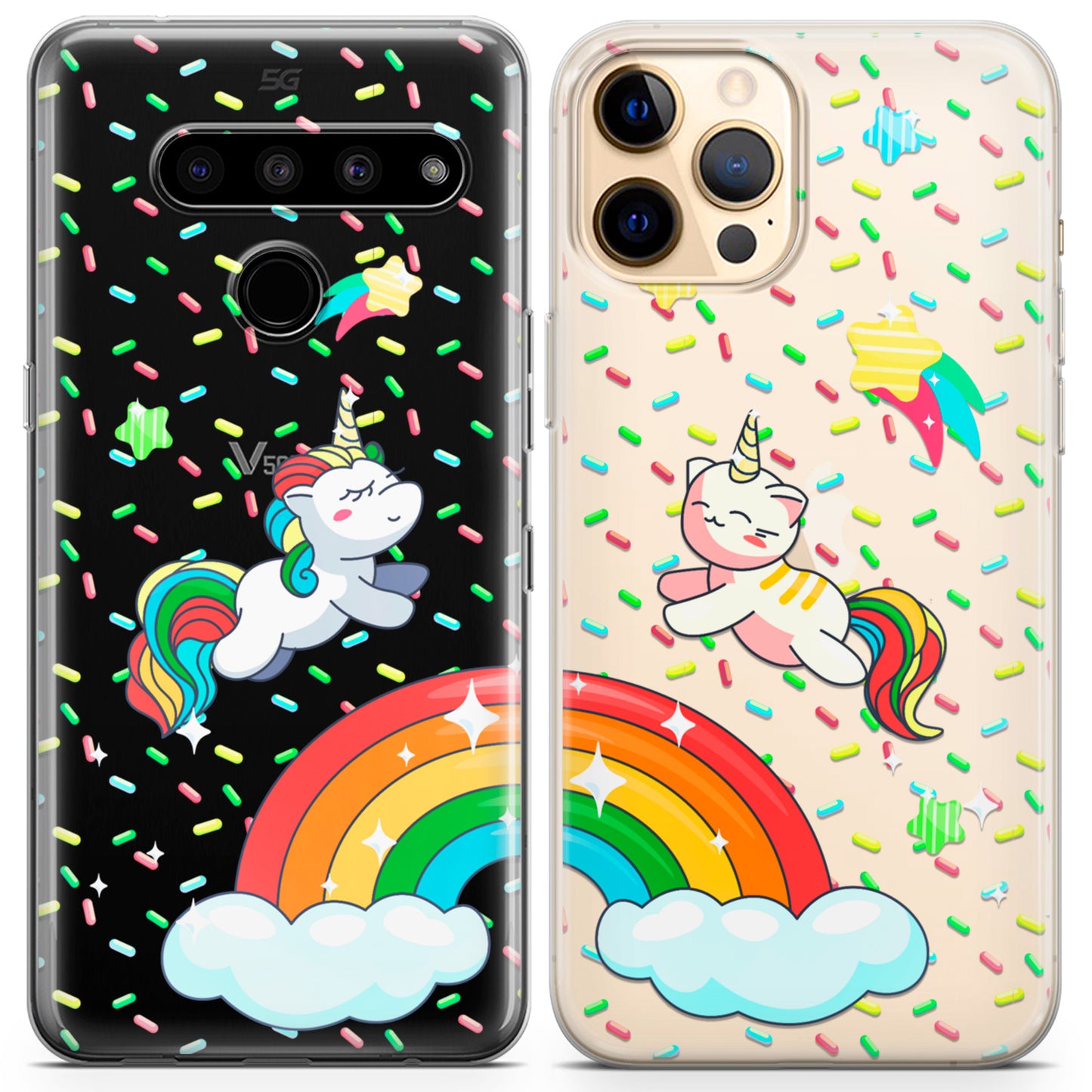 Cavka iPhone Couple Cases Rainbow Unicorns