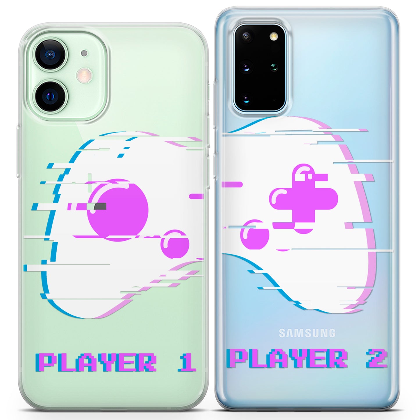 Cavka iPhone Couple Cases Glitch Gamepad