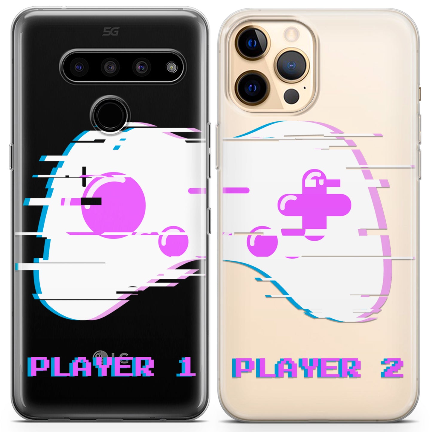 Cavka iPhone Couple Cases Glitch Gamepad