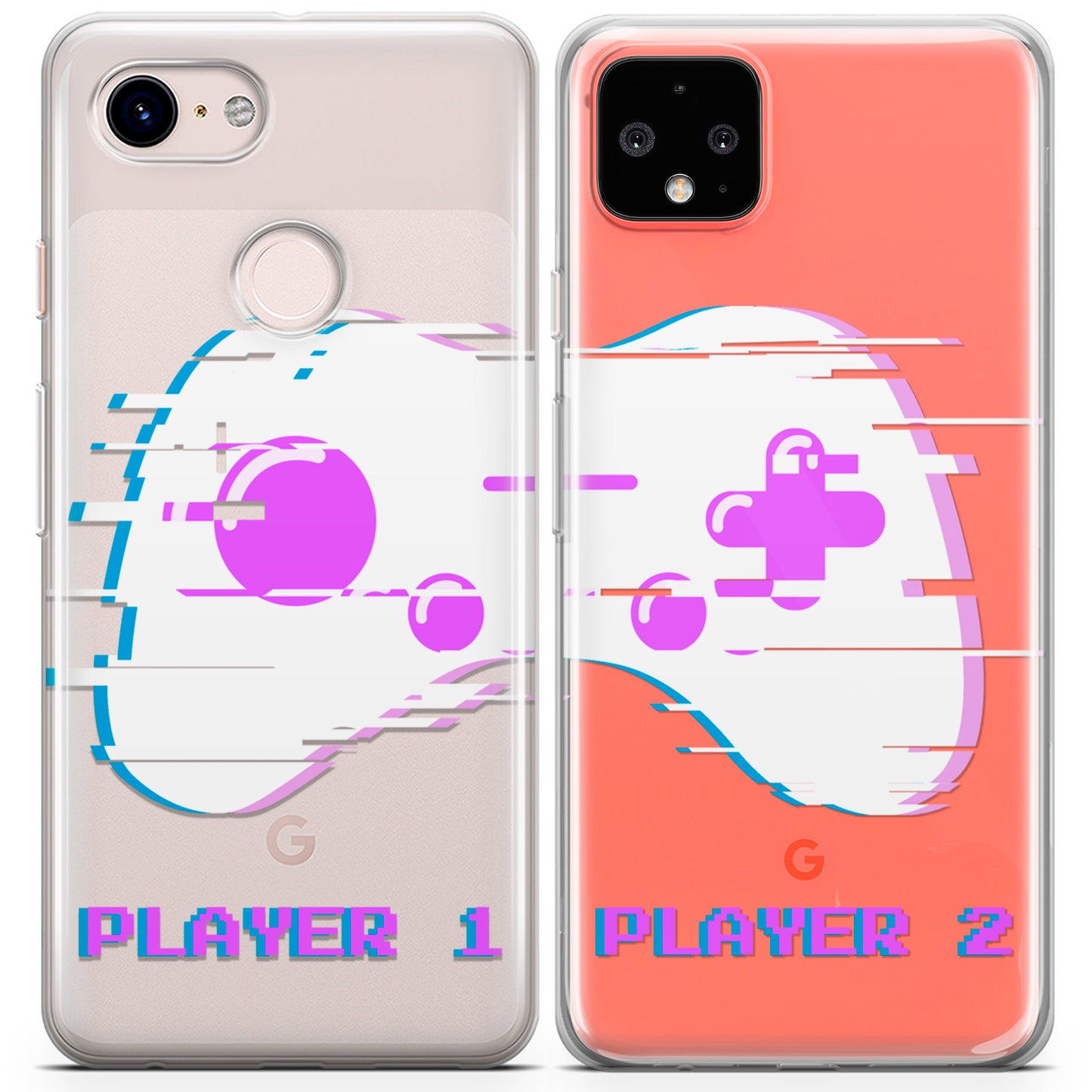 Cavka iPhone Couple Cases Glitch Gamepad