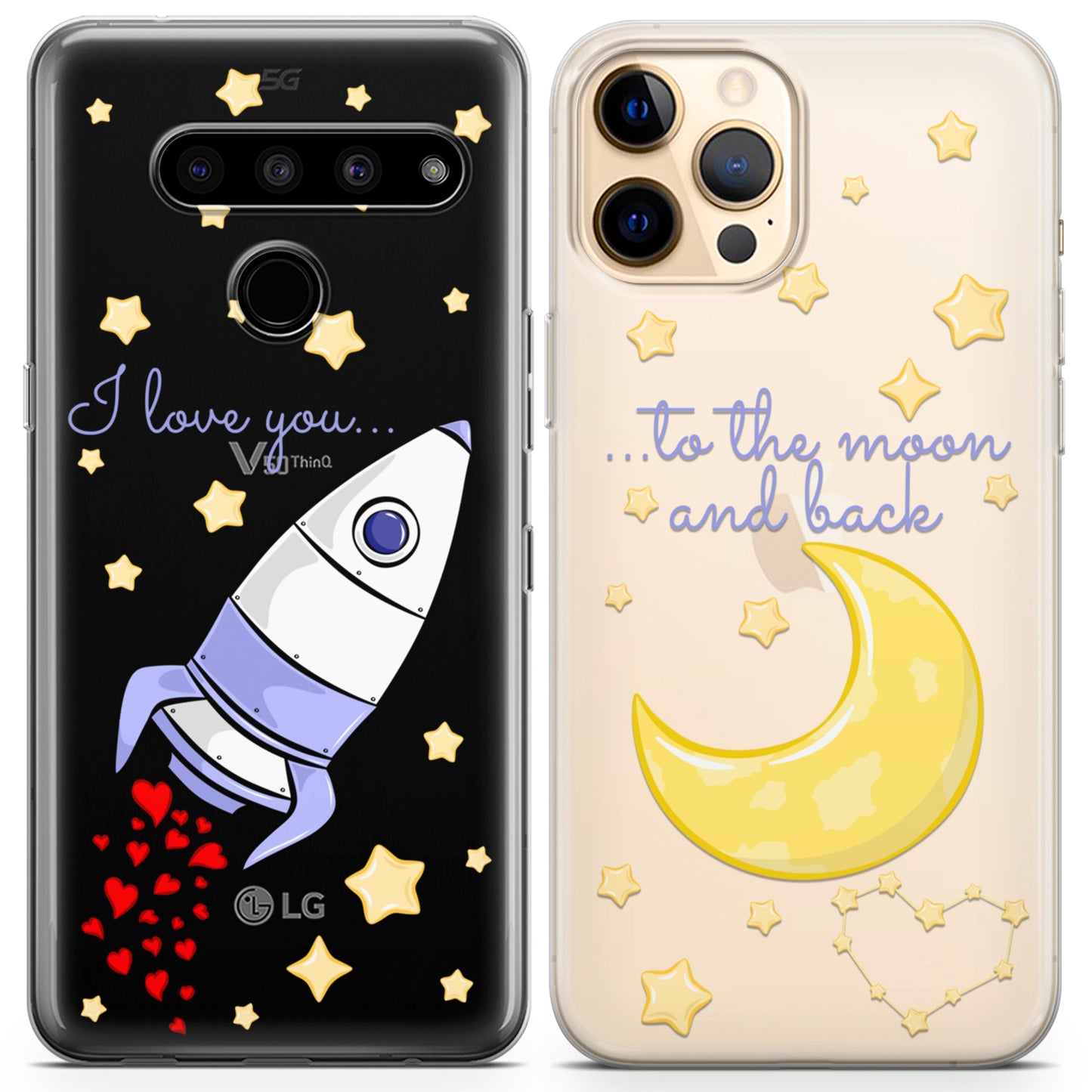 Cavka iPhone Couple Cases Love Rocket Love You to the Moon and Back