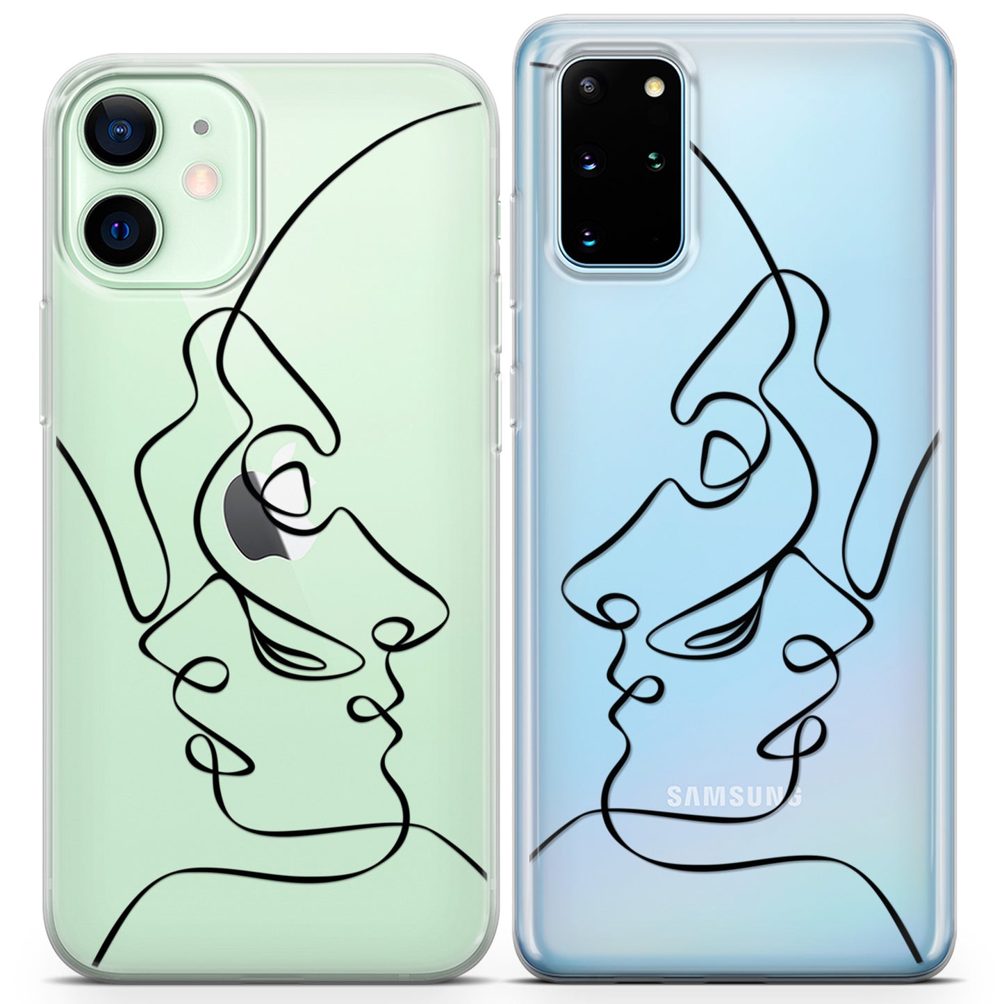 Cavka iPhone Couple Cases Outline Kiss