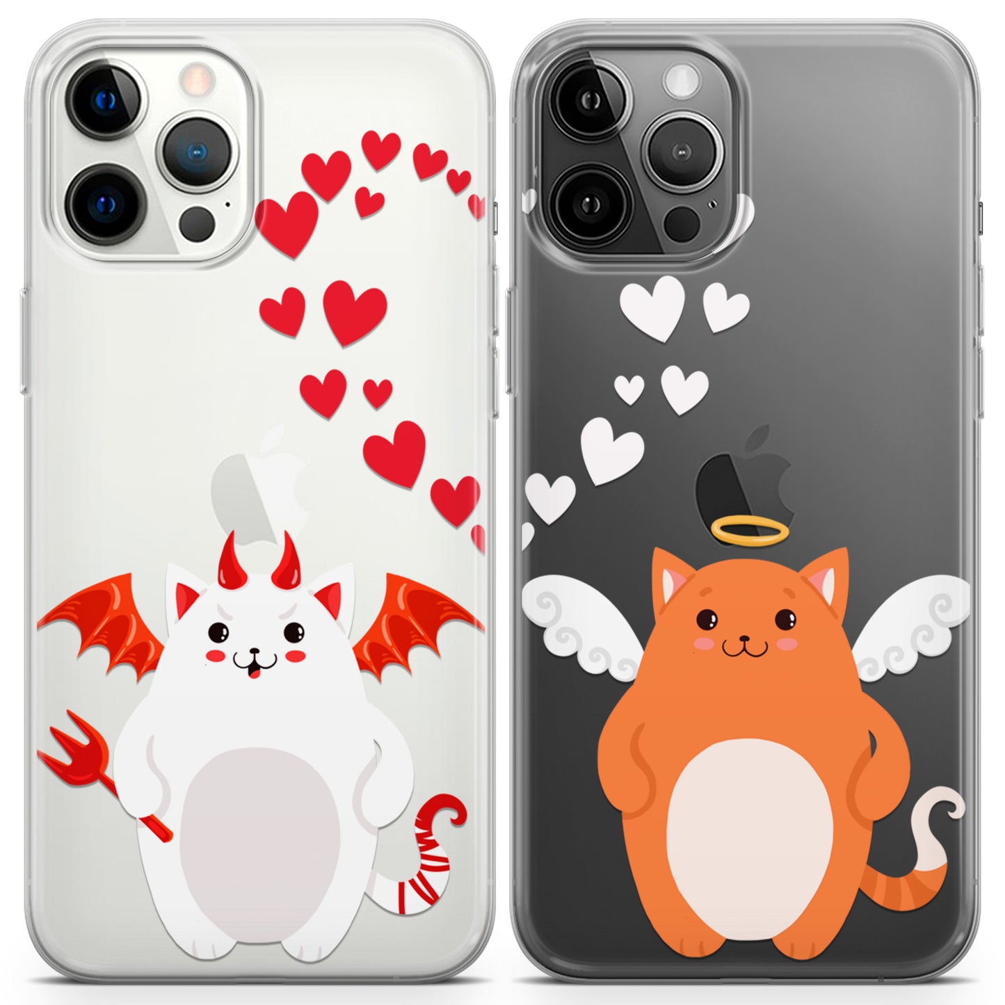 Cavka iPhone Couple Cases Angel and Devil Chubby Cats