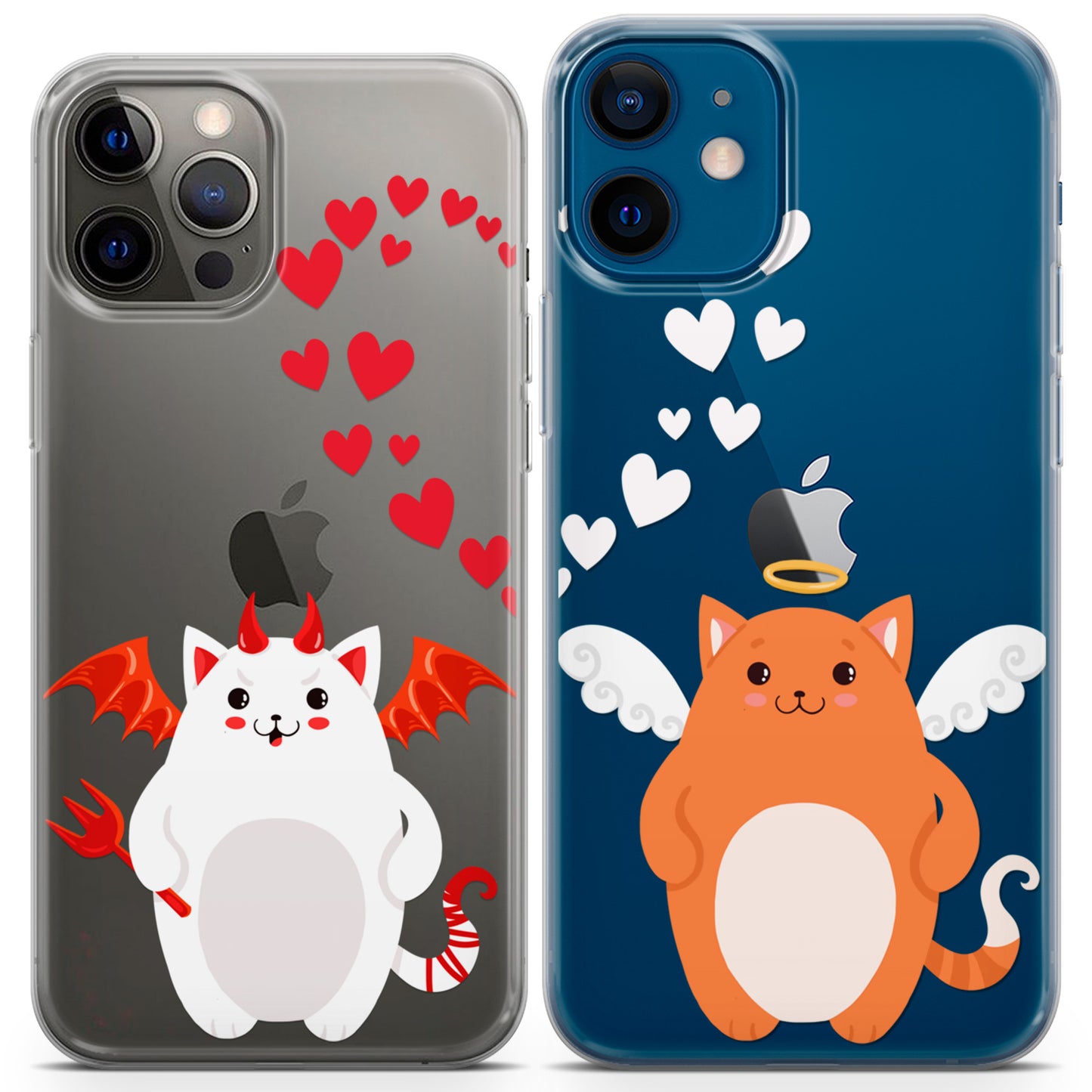 Cavka iPhone Couple Cases Angel and Devil Chubby Cats