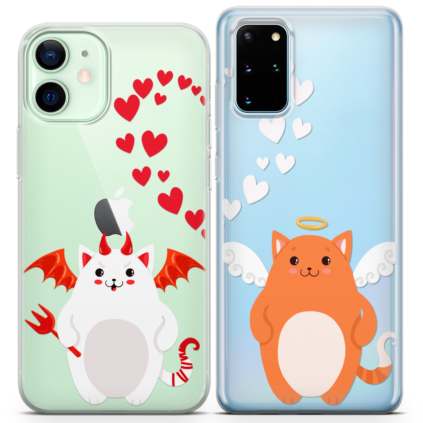 Cavka iPhone Couple Cases Angel and Devil Chubby Cats