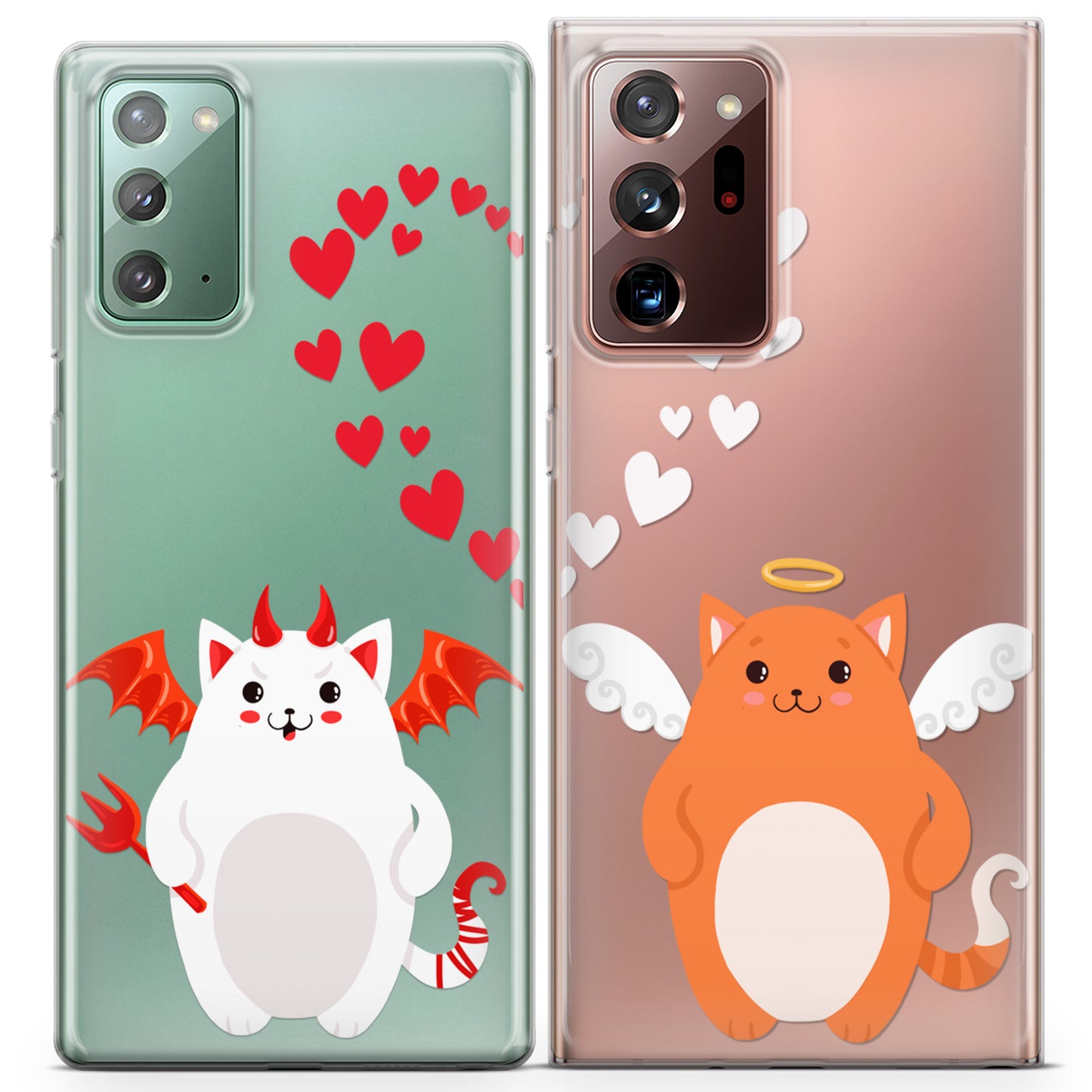 Cavka iPhone Couple Cases Angel and Devil Chubby Cats