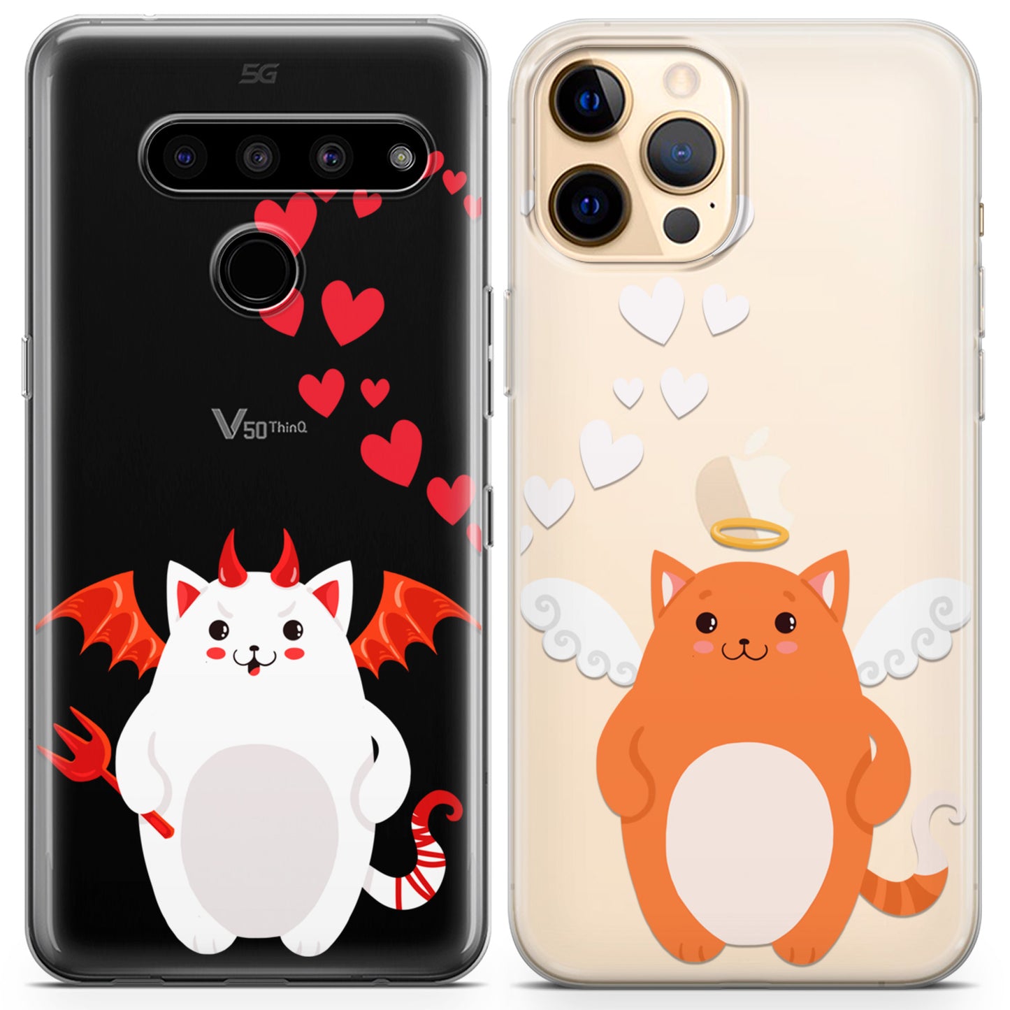 Cavka iPhone Couple Cases Angel and Devil Chubby Cats