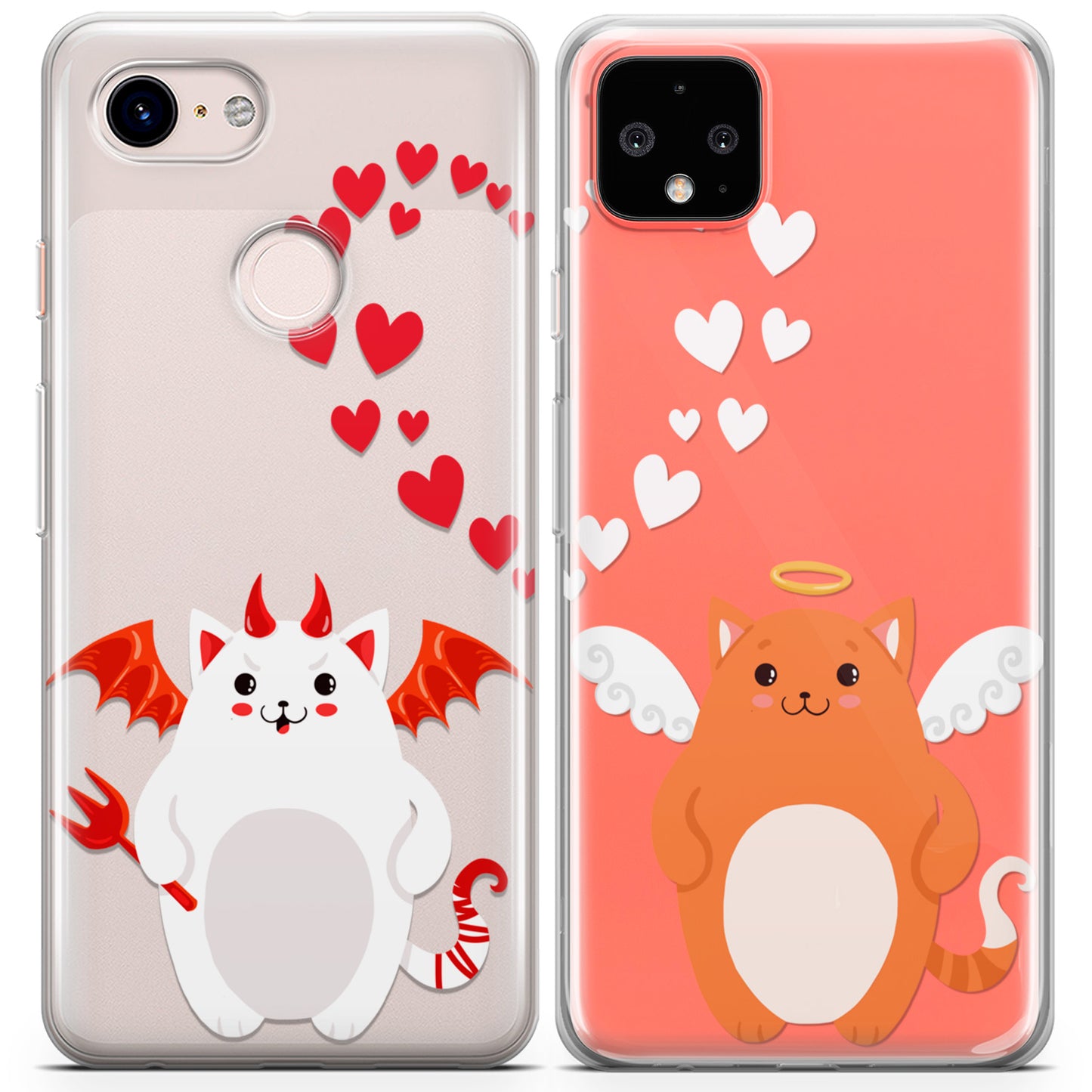 Cavka iPhone Couple Cases Angel and Devil Chubby Cats