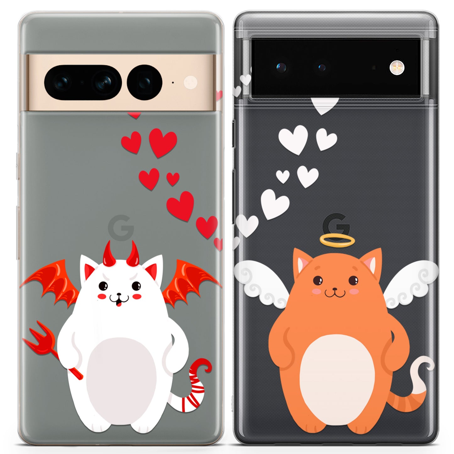 Cavka iPhone Couple Cases Angel and Devil Chubby Cats