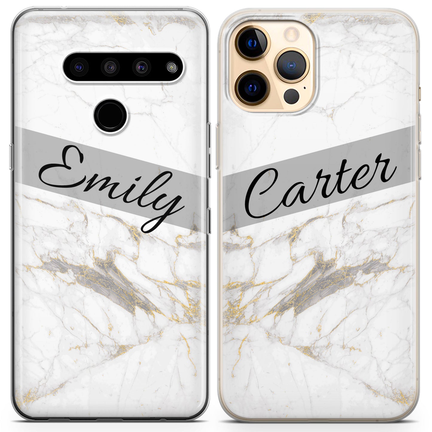 Cavka iPhone Couple Cases Marble Names