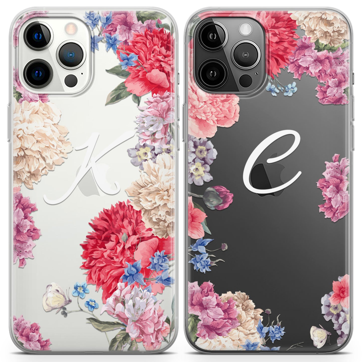 Cavka iPhone Couple Cases Pink Carnation Bloom